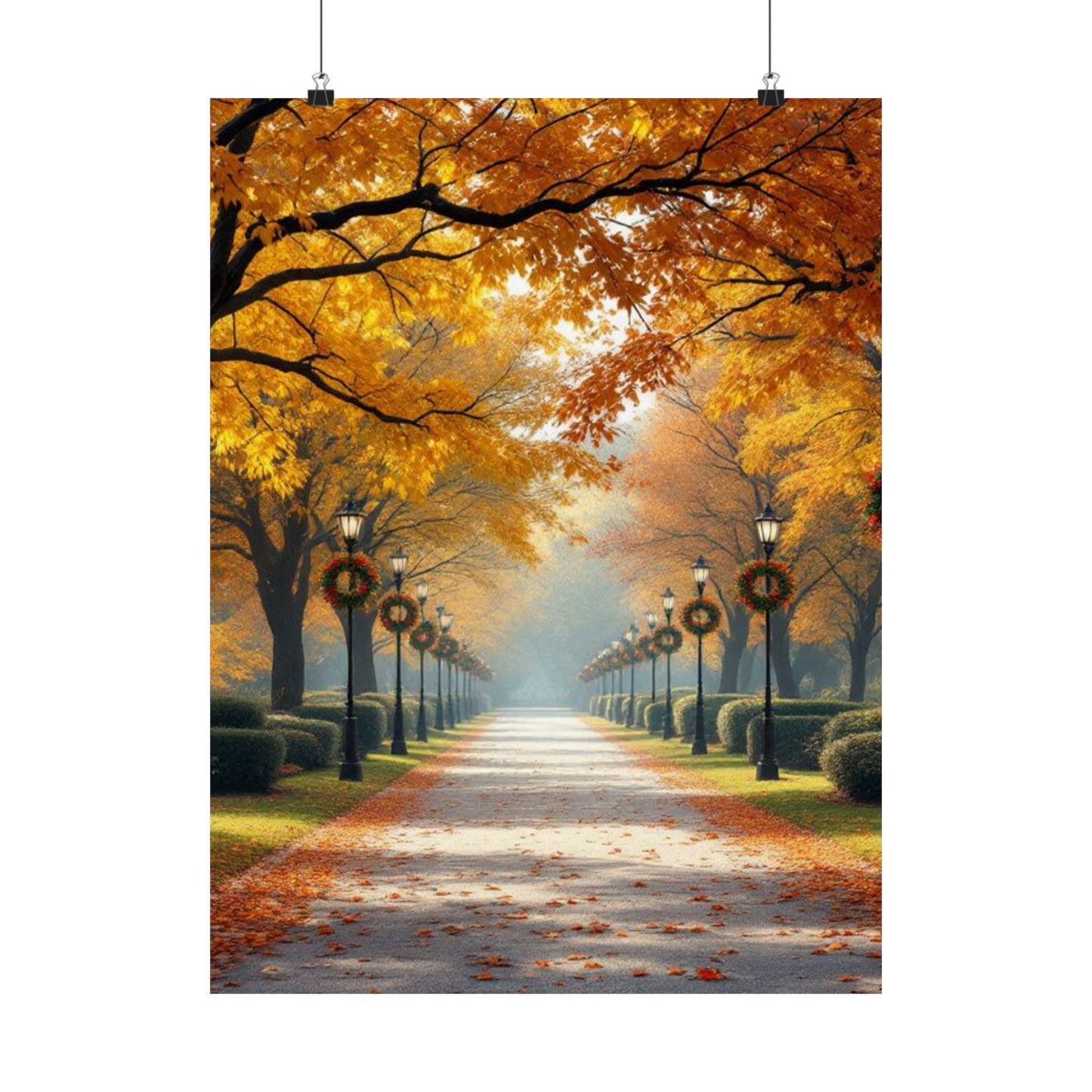 Autumn Pathway Wall Art, Matte Vertical Posters, Fall Decor, Seasonal Artwork, Cozy Home Vibes, Perfect for Thanksgiving