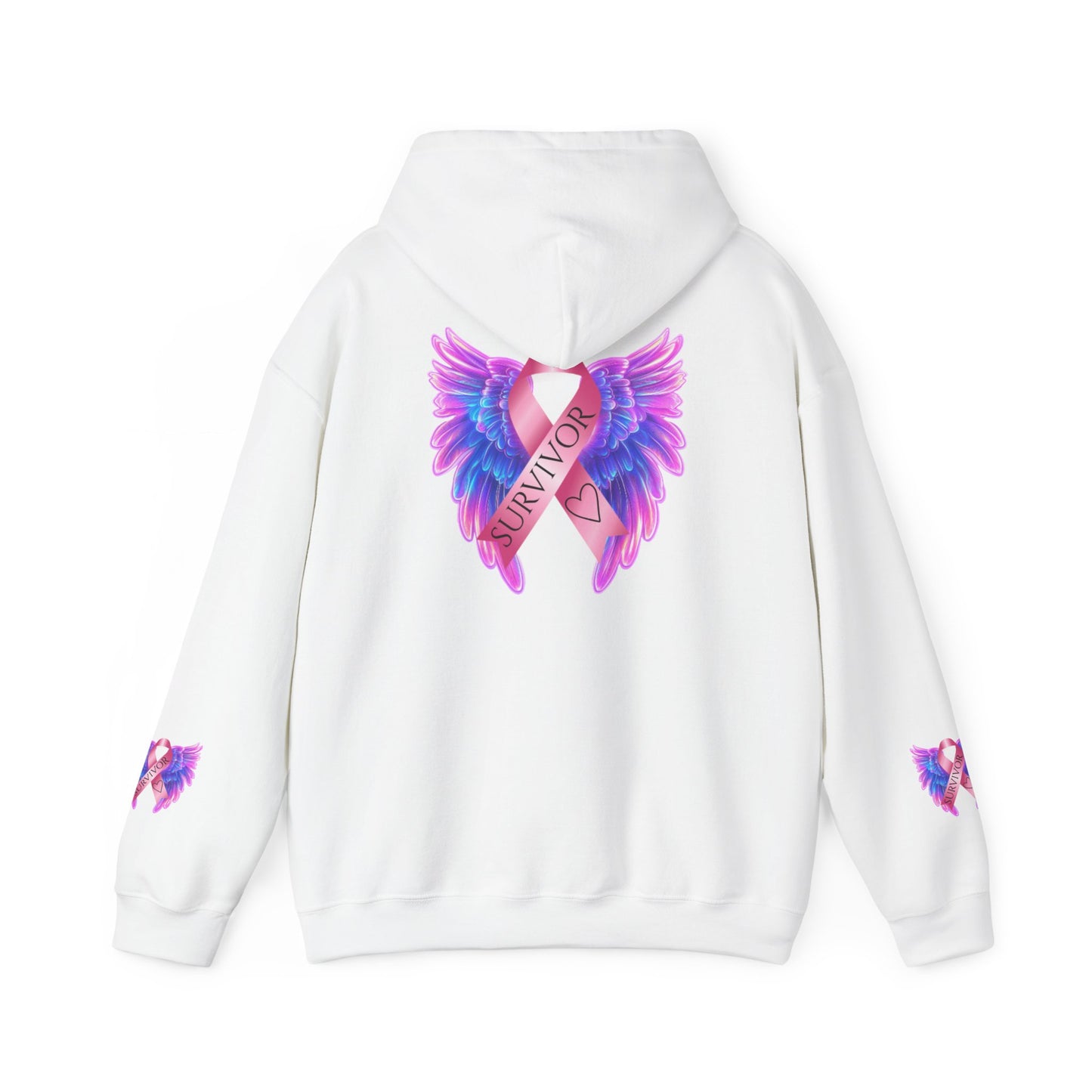 Breast Cancer Ribbon Angel Wings Hoodie, Awareness Pullover
