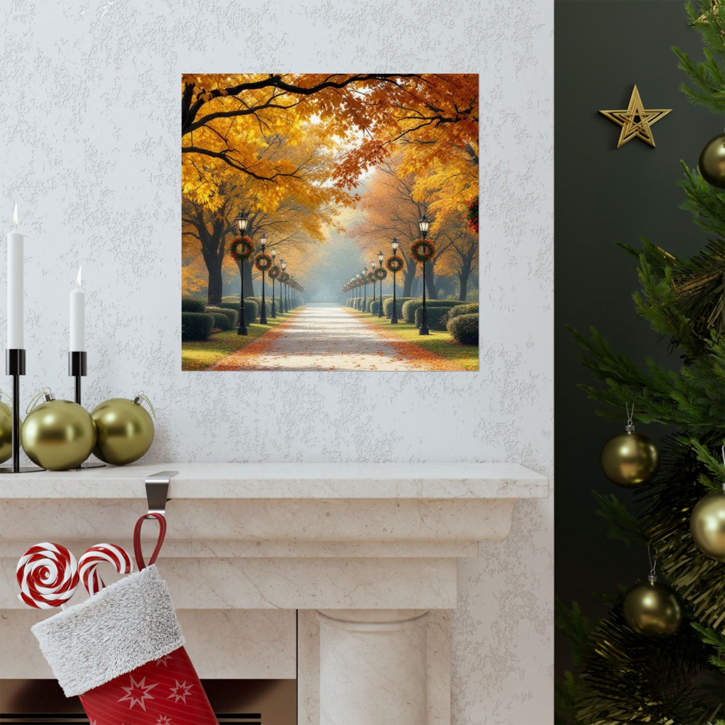 Autumn Pathway Wall Art, Matte Vertical Posters, Fall Decor, Seasonal Artwork, Cozy Home Vibes, Perfect for Thanksgiving