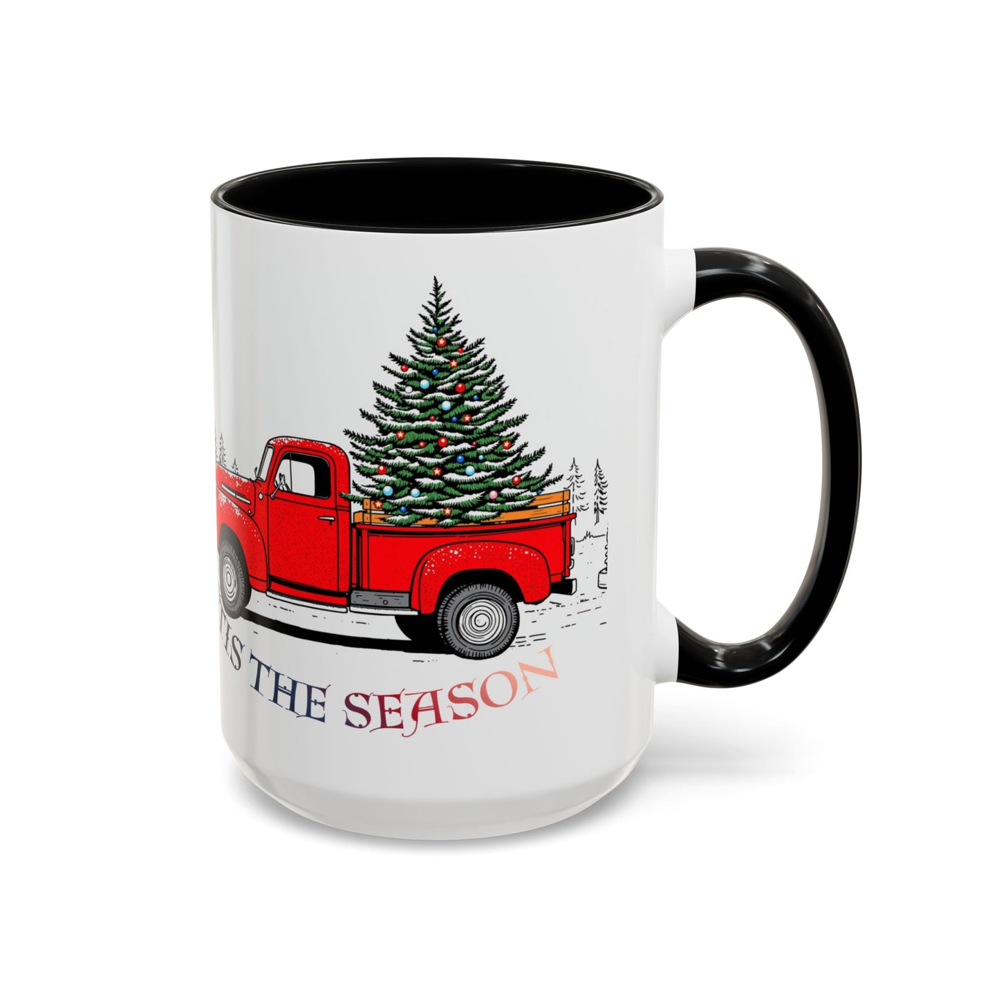 Holiday Accent Coffee Mug - 'Tis the Season Red Truck Design