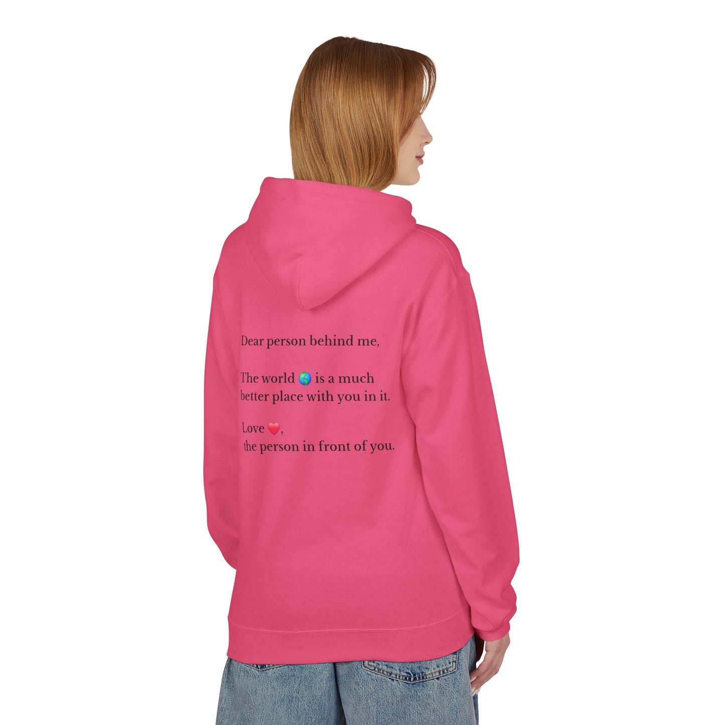 "You Are Enough" Inspirational Hoodie with Pointing Design (Back Message: Encouraging Note)