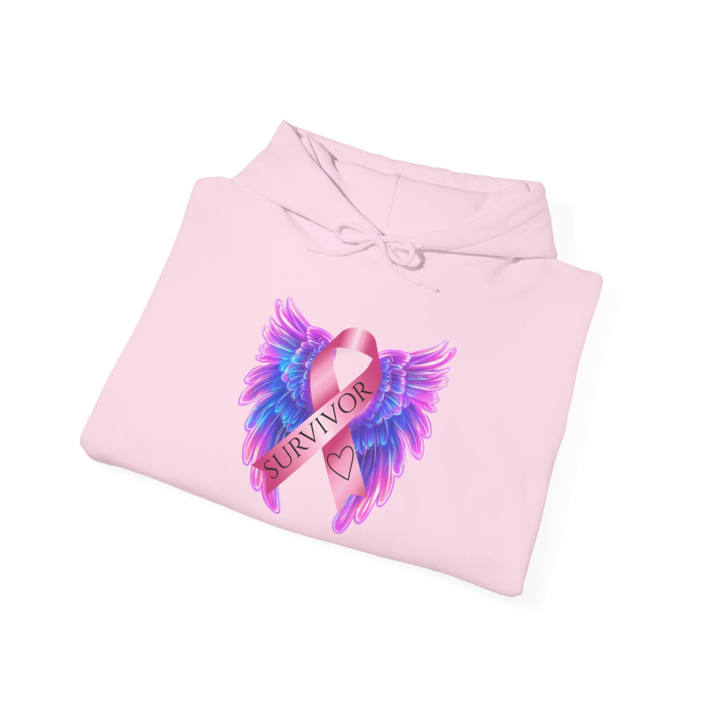 Breast Cancer Ribbon Angel Wings Hoodie, Awareness Pullover