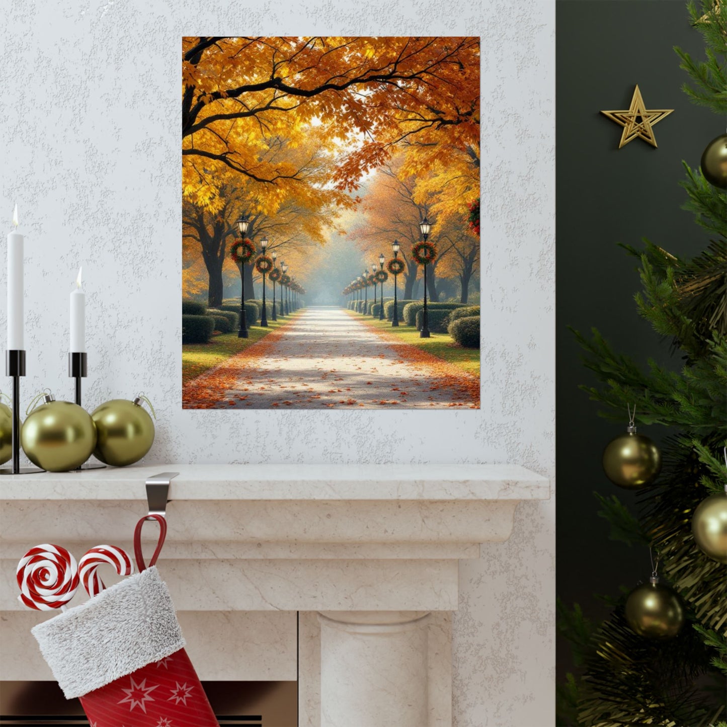 Autumn Pathway Wall Art, Matte Vertical Posters, Fall Decor, Seasonal Artwork, Cozy Home Vibes, Perfect for Thanksgiving