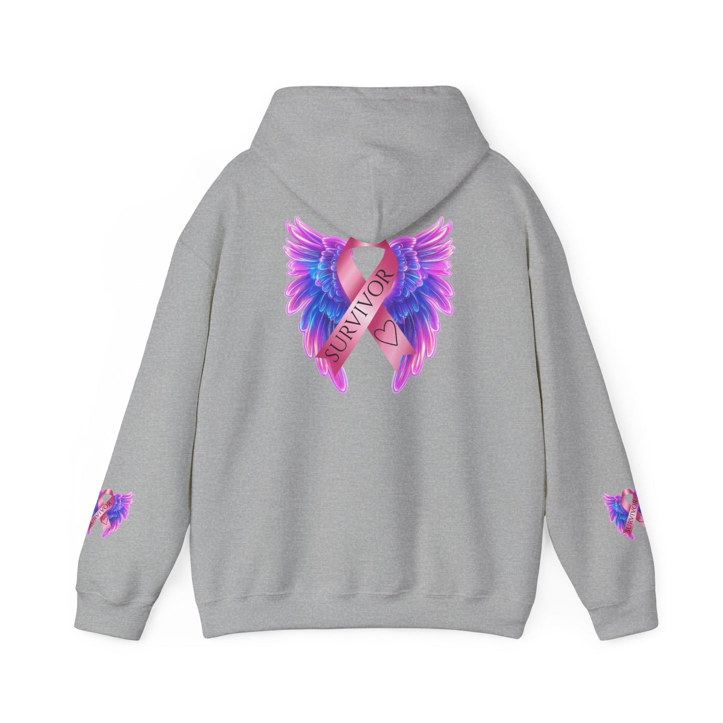Breast Cancer Ribbon Angel Wings Hoodie, Awareness Pullover