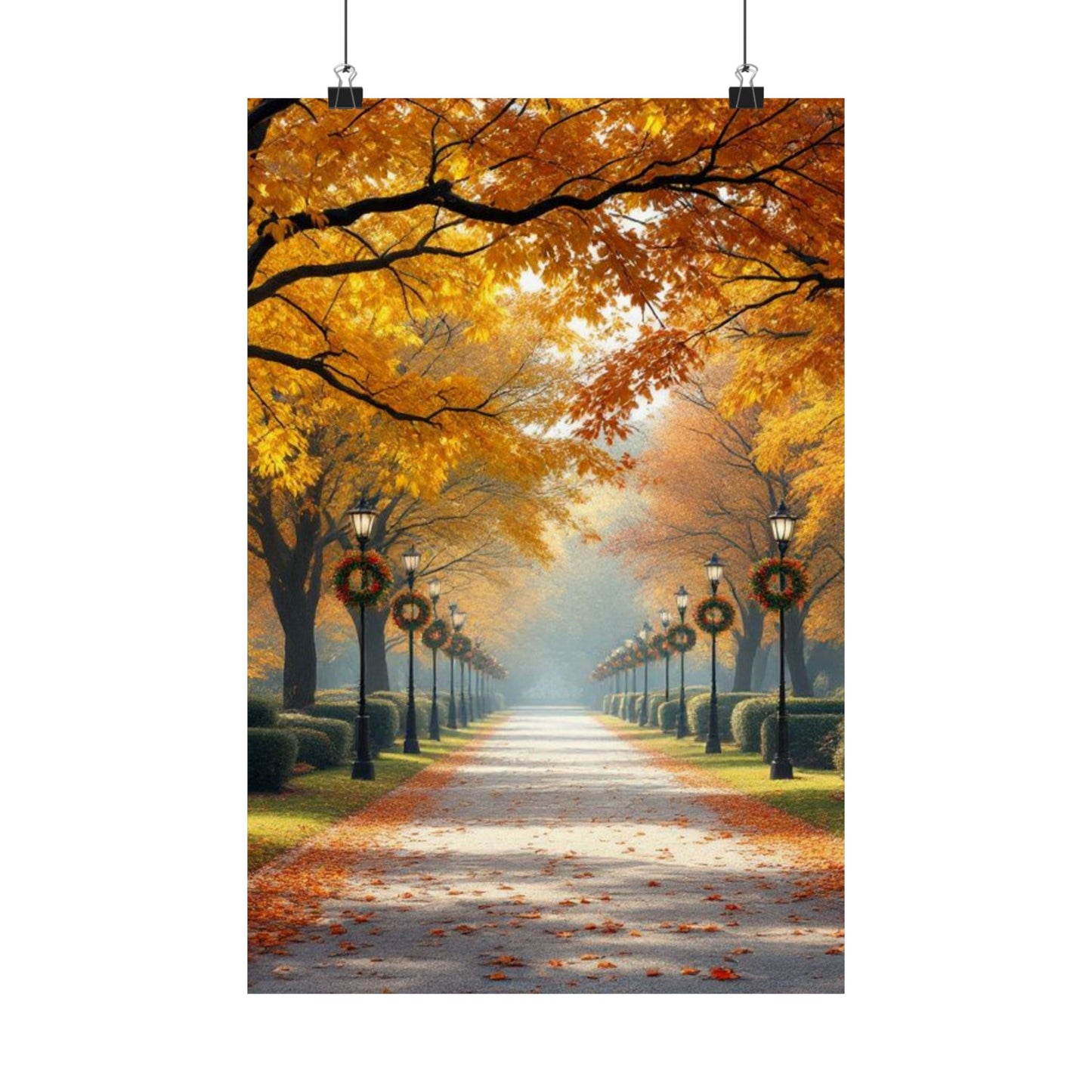Autumn Pathway Wall Art, Matte Vertical Posters, Fall Decor, Seasonal Artwork, Cozy Home Vibes, Perfect for Thanksgiving