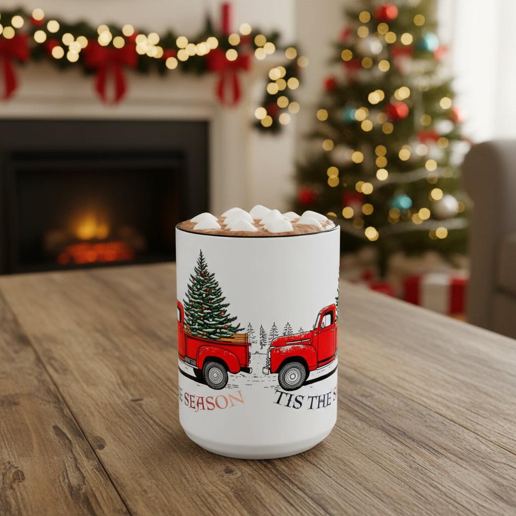 Holiday Accent Coffee Mug - 'Tis the Season Red Truck Design