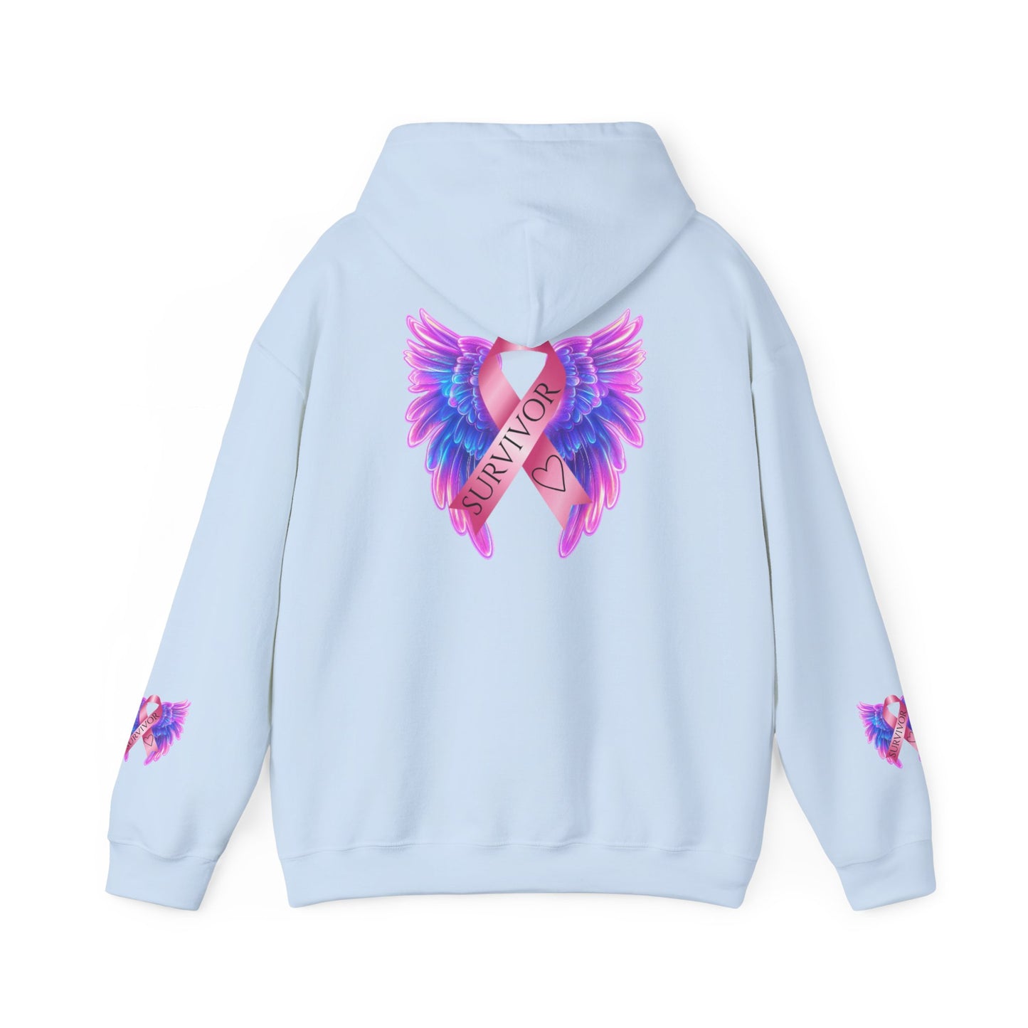 Breast Cancer Ribbon Angel Wings Hoodie, Awareness Pullover