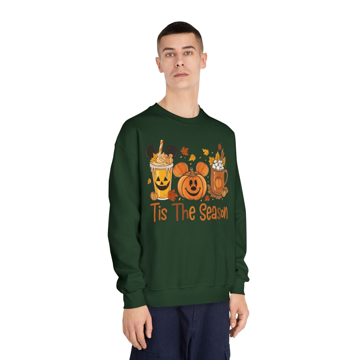 Cozy Fall Sweatshirt with Pumpkin and Hot Cocoa Design, Fall Apparel, Halloween Gift, Winter Fashion, Seasonal Sweatshirt