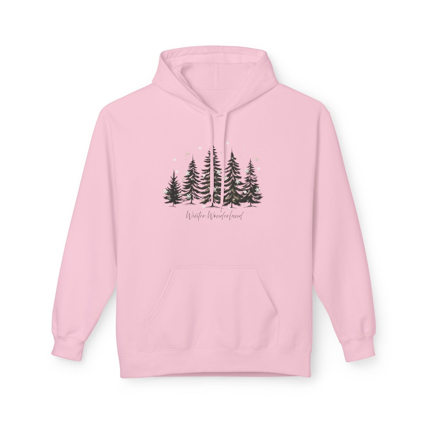 Cozy Forest Winter Hoodie with Snowflakes