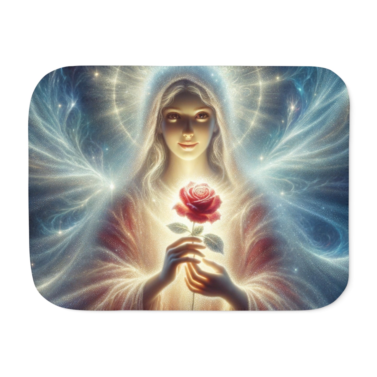 Sherpa Blanket, Angel with a Rose Design