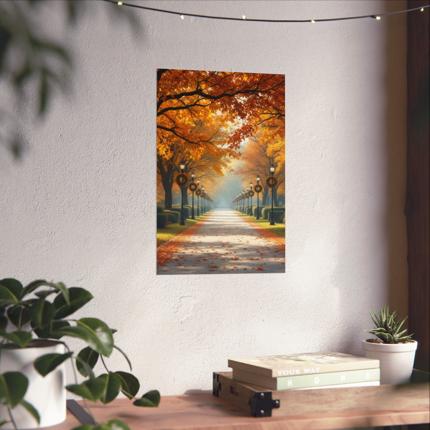 Autumn Pathway Wall Art, Matte Vertical Posters, Fall Decor, Seasonal Artwork, Cozy Home Vibes, Perfect for Thanksgiving