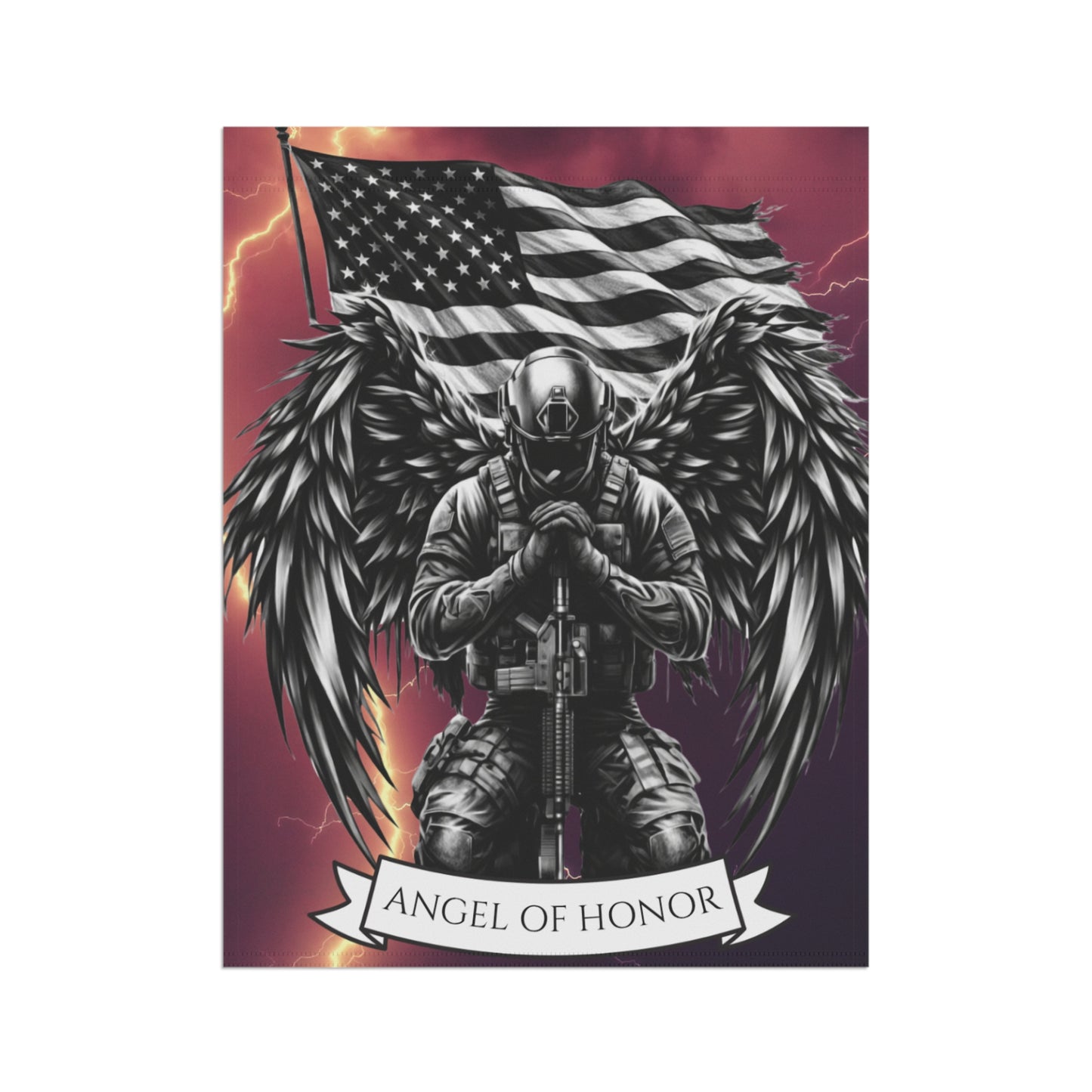 Angel of Honor Soldier Garden Flag | Military Memorial House Banner