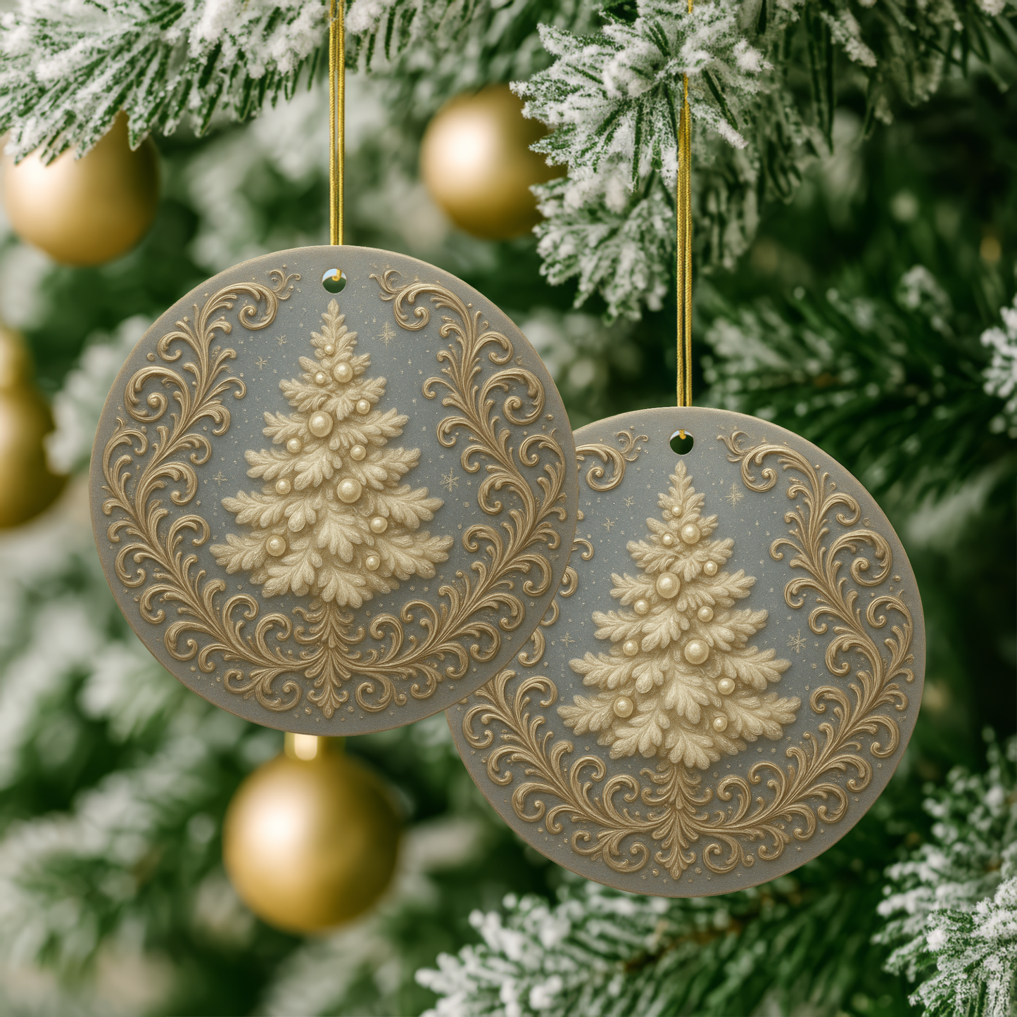 Elegant Christmas Tree Ceramic Ornaments, Holiday Decor, Gift for Friends and Family, Tree Decorations, Personalized Keepsake