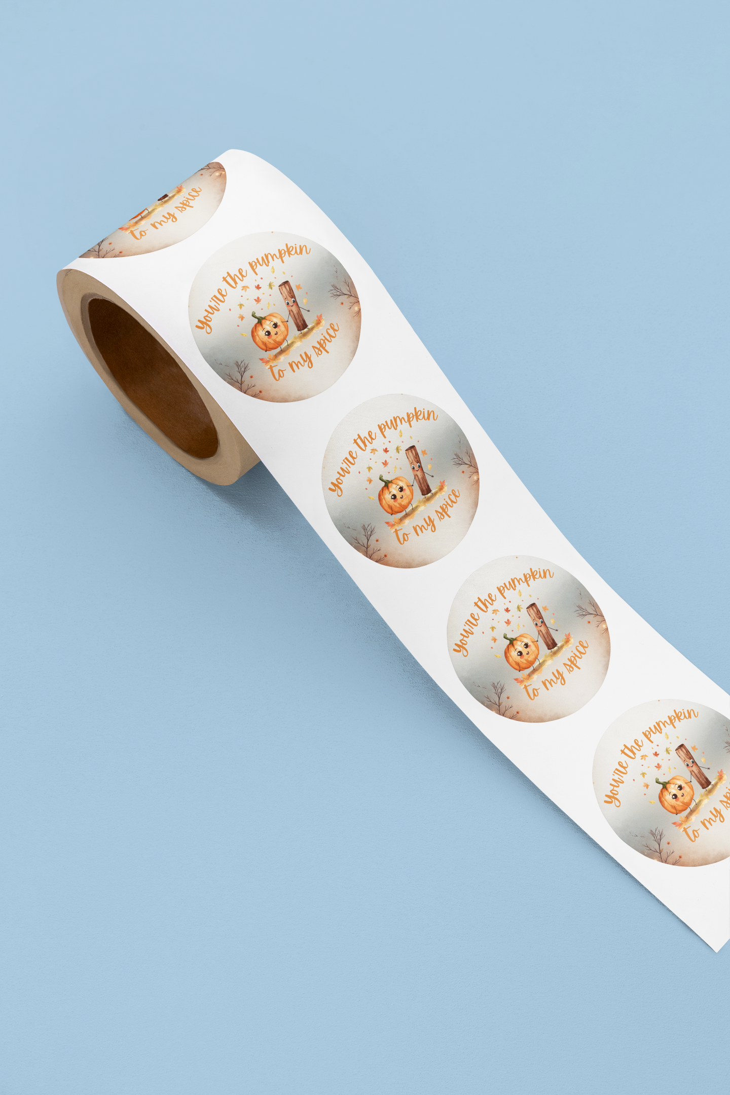 Fall-Themed Square Stickers, Cute Pumpkin and Cinnamon Stick Design – Perfect for Autumn Decor, Scrapbooking, Gifts, and Laptop Accessories