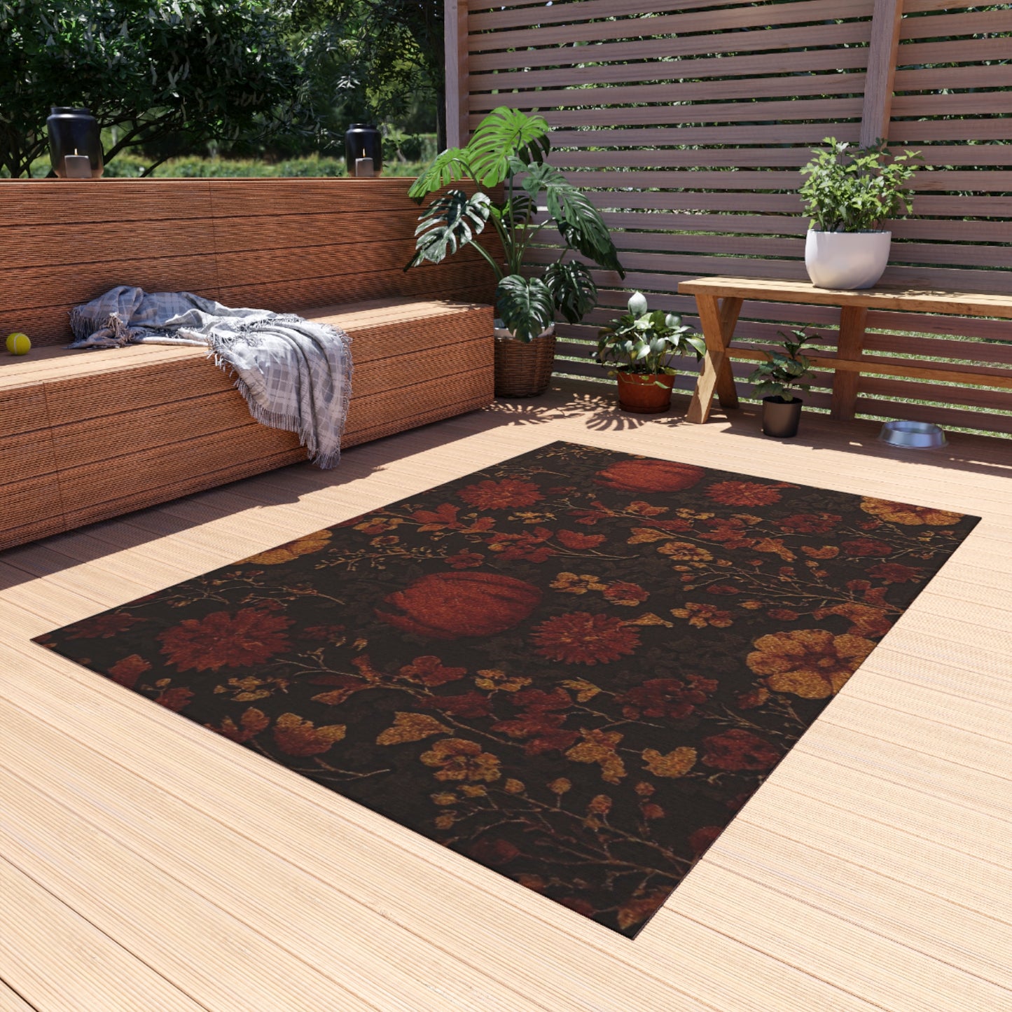 Outdoor Area Rug, Floral Outdoor Mat, Patio Decor, Garden Rug, Home Entryway, Floor Decor, Boho Style