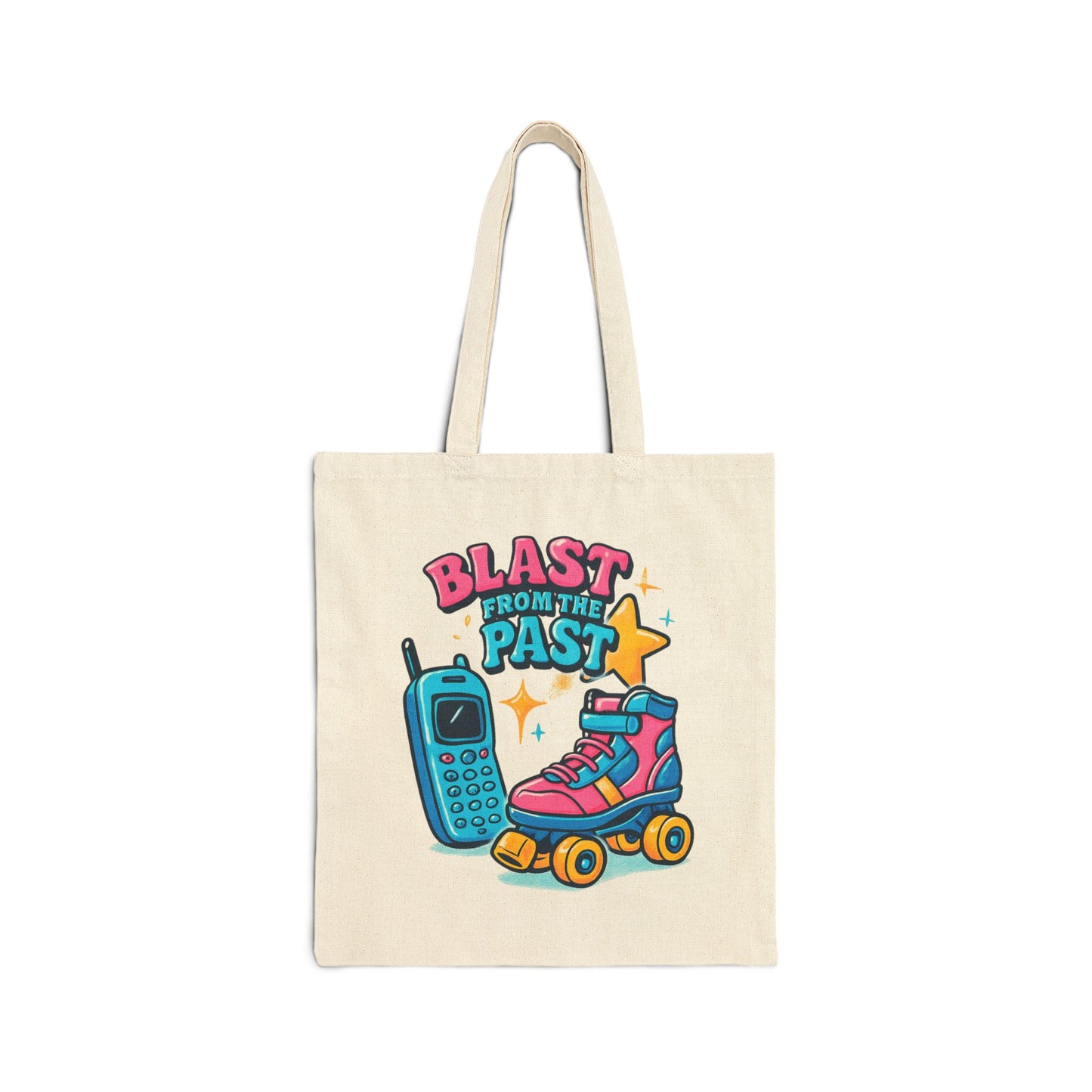 Tote Bag - Retro Roller Skates and Cordless Phone Design