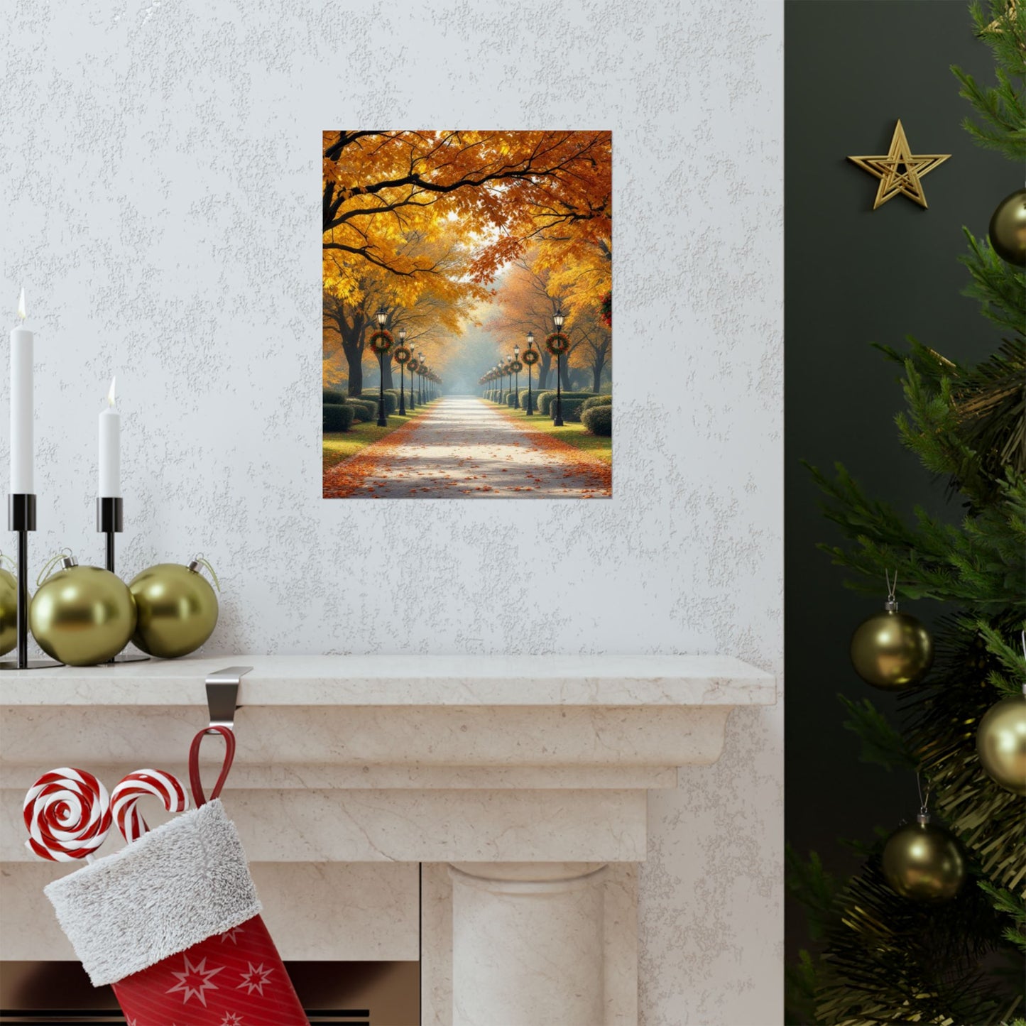 Autumn Pathway Wall Art, Matte Vertical Posters, Fall Decor, Seasonal Artwork, Cozy Home Vibes, Perfect for Thanksgiving