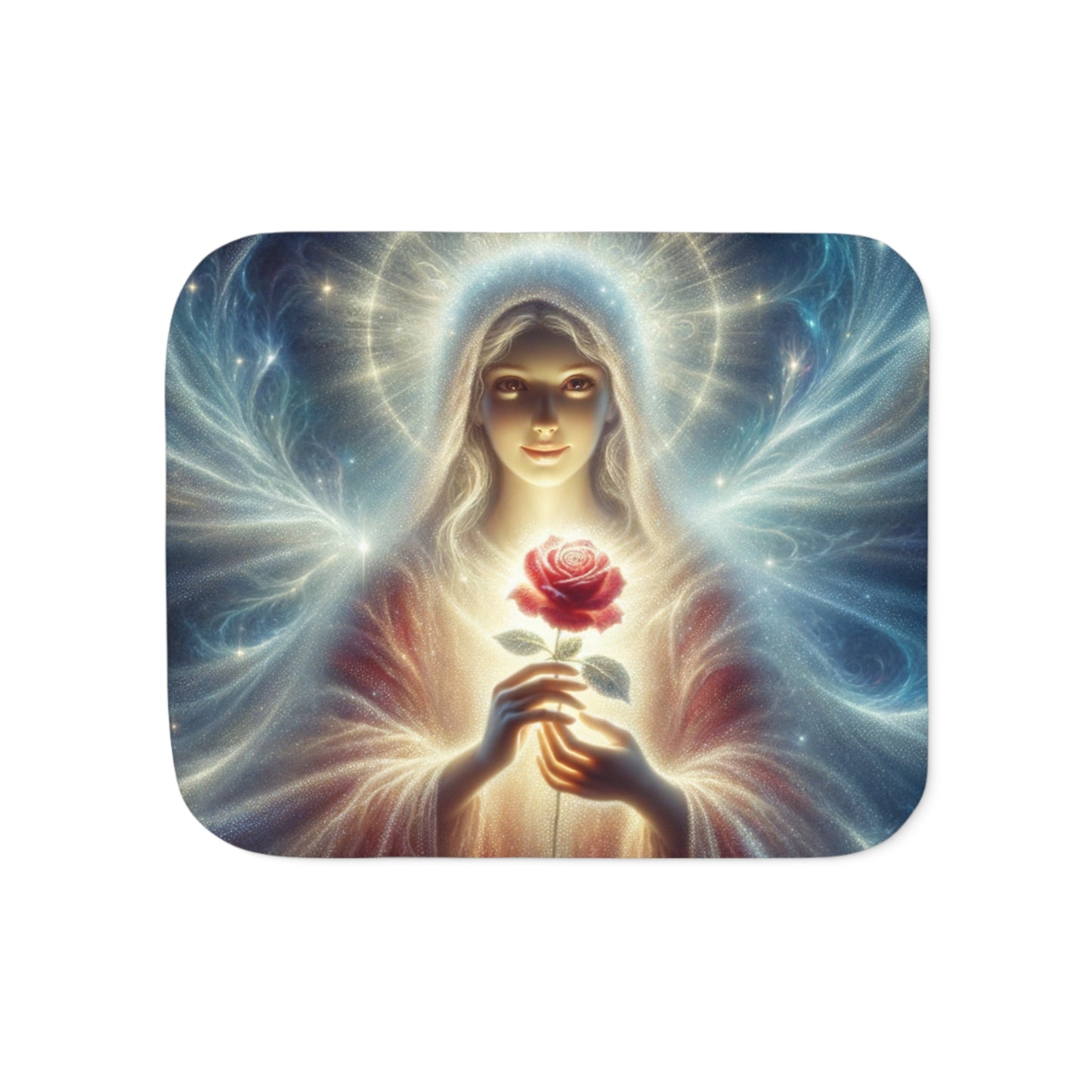 Sherpa Blanket, Angel with a Rose Design