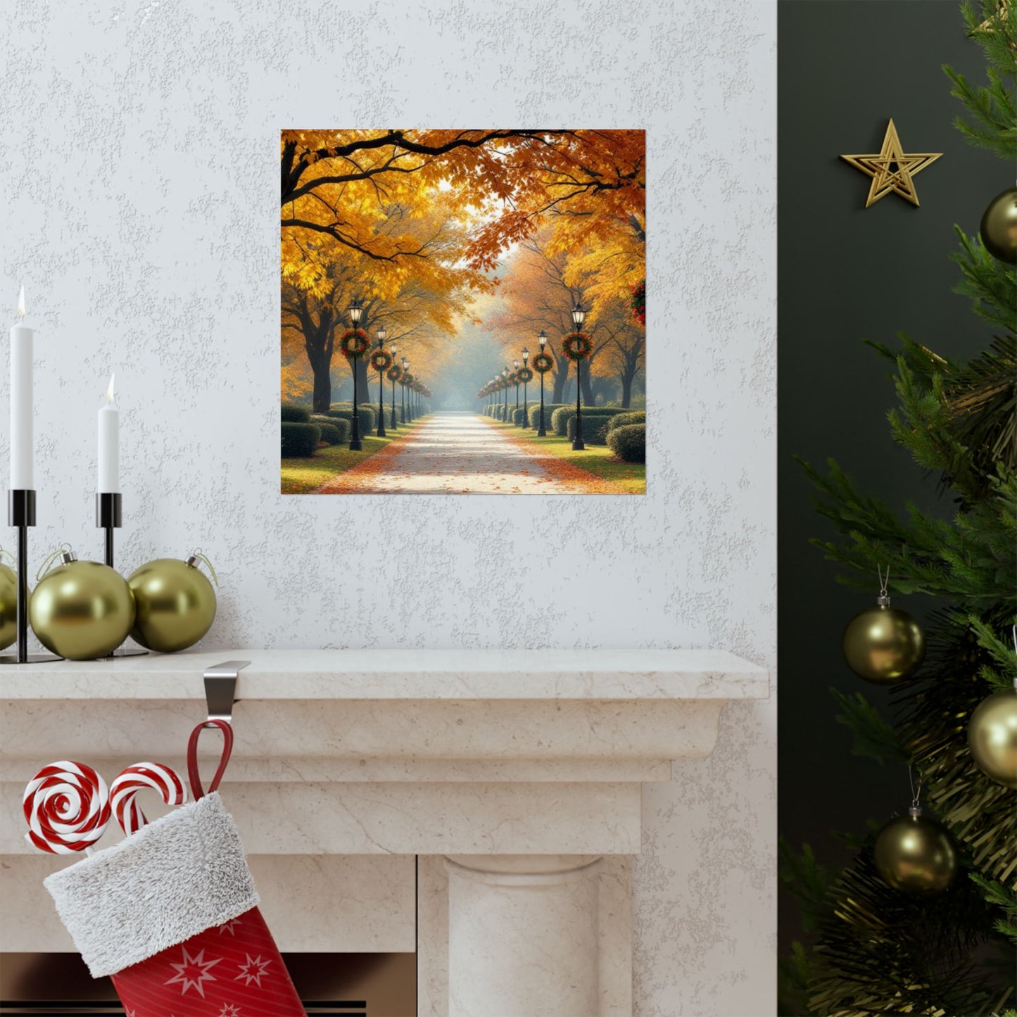 Autumn Pathway Wall Art, Matte Vertical Posters, Fall Decor, Seasonal Artwork, Cozy Home Vibes, Perfect for Thanksgiving