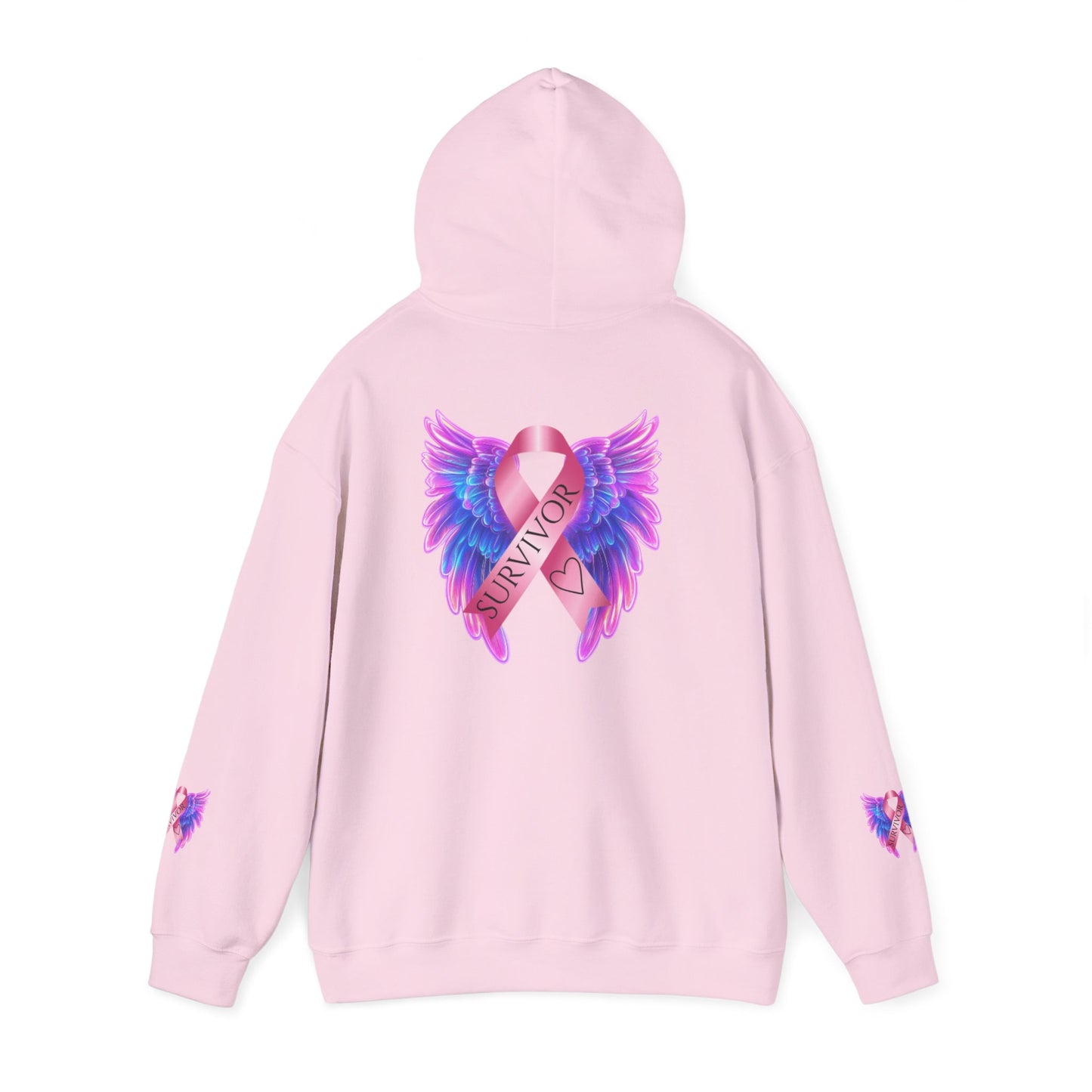 Breast Cancer Ribbon Angel Wings Hoodie, Awareness Pullover
