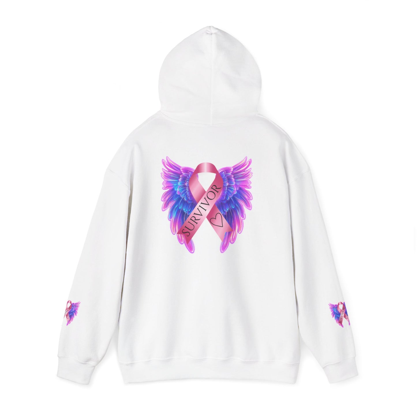 Breast Cancer Ribbon Angel Wings Hoodie, Awareness Pullover