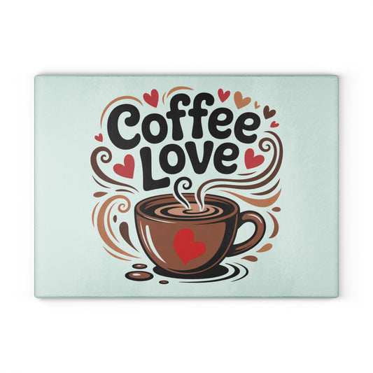 Coffee Love Glass Cutting Board, Decorative Kitchen Serving & Chopping Board