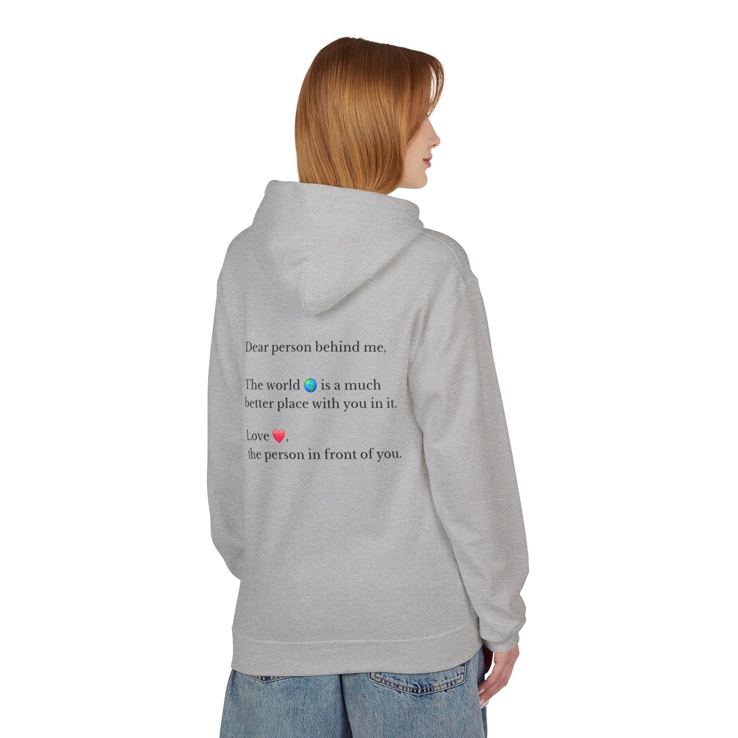 "You Are Enough" Inspirational Hoodie with Pointing Design (Back Message: Encouraging Note)