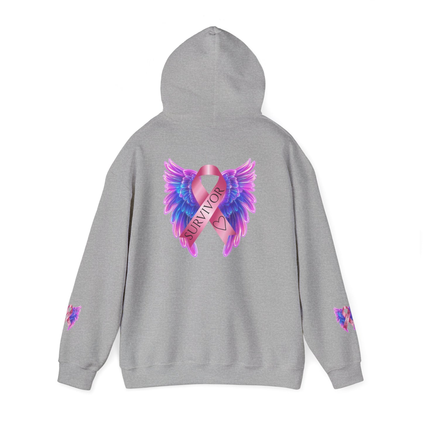 Breast Cancer Ribbon Angel Wings Hoodie, Awareness Pullover
