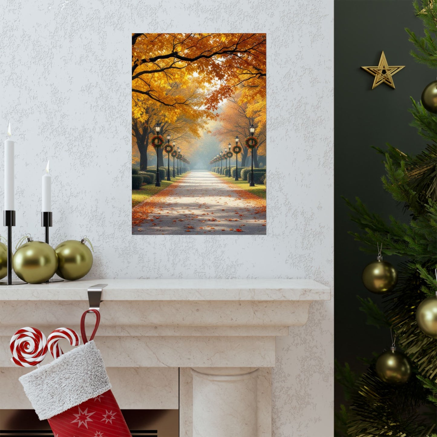 Autumn Pathway Wall Art, Matte Vertical Posters, Fall Decor, Seasonal Artwork, Cozy Home Vibes, Perfect for Thanksgiving