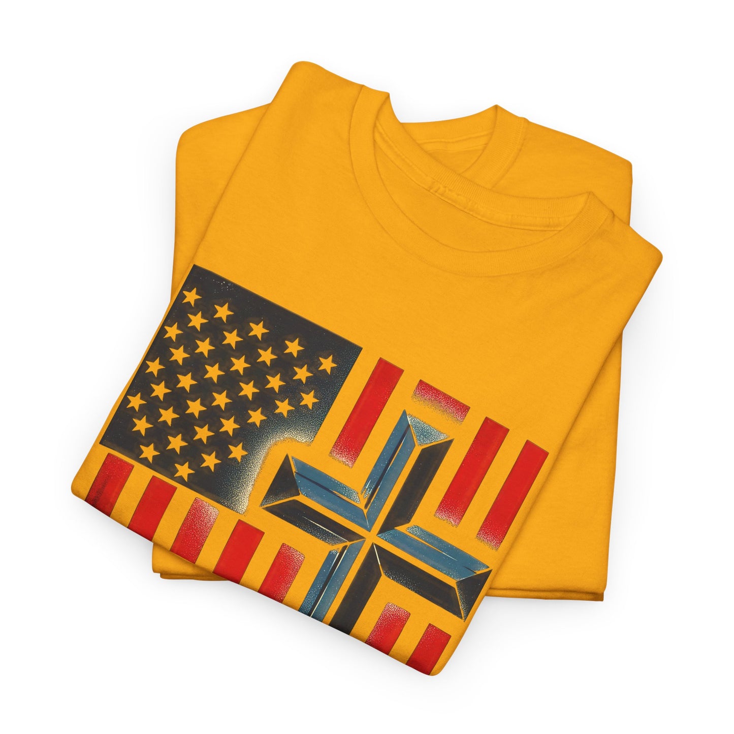 Patriotic Cross T-Shirt — "One Nation Under God" American Flag Tee