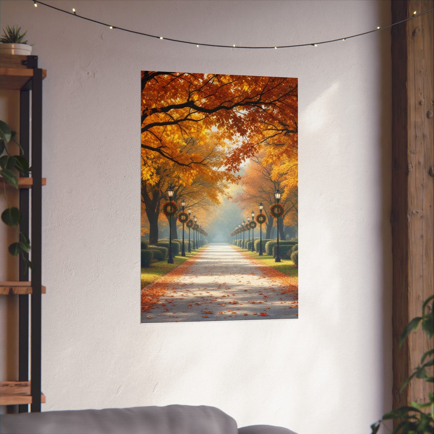 Autumn Pathway Wall Art, Matte Vertical Posters, Fall Decor, Seasonal Artwork, Cozy Home Vibes, Perfect for Thanksgiving
