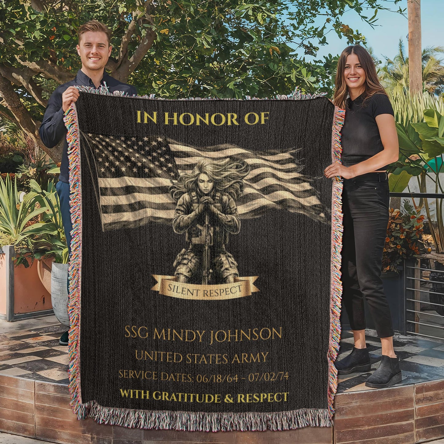 Personalized Veteran Wall Display Blanket – A Daily Tribute of Honor for a Living Service Member