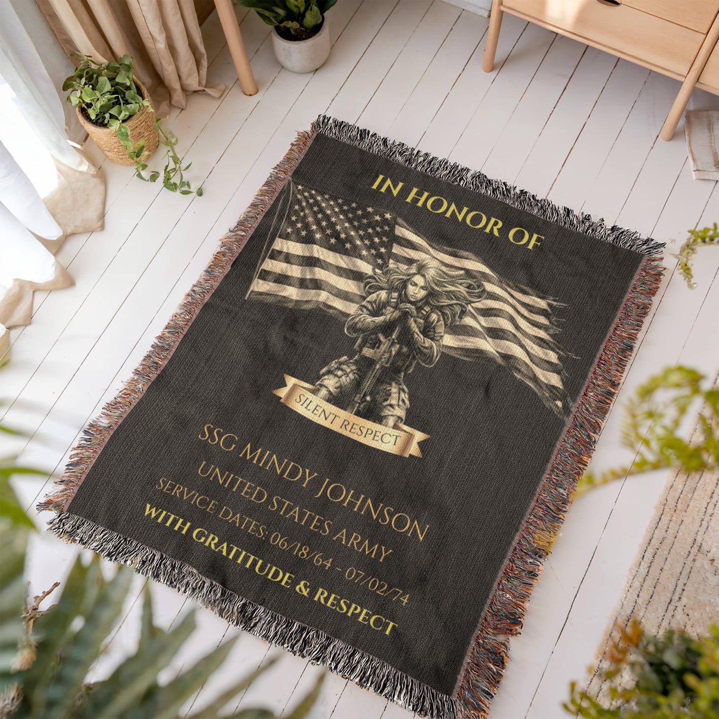 Personalized Veteran Wall Display Blanket – A Daily Tribute of Honor for a Living Service Member