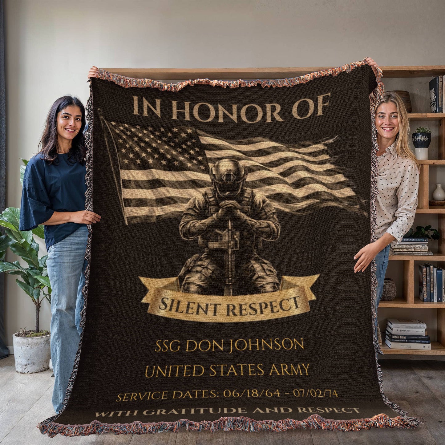 In Honor Of: Personalized Veteran Wall Display Blanket – A Daily Tribute of Honor for a Living Service Member