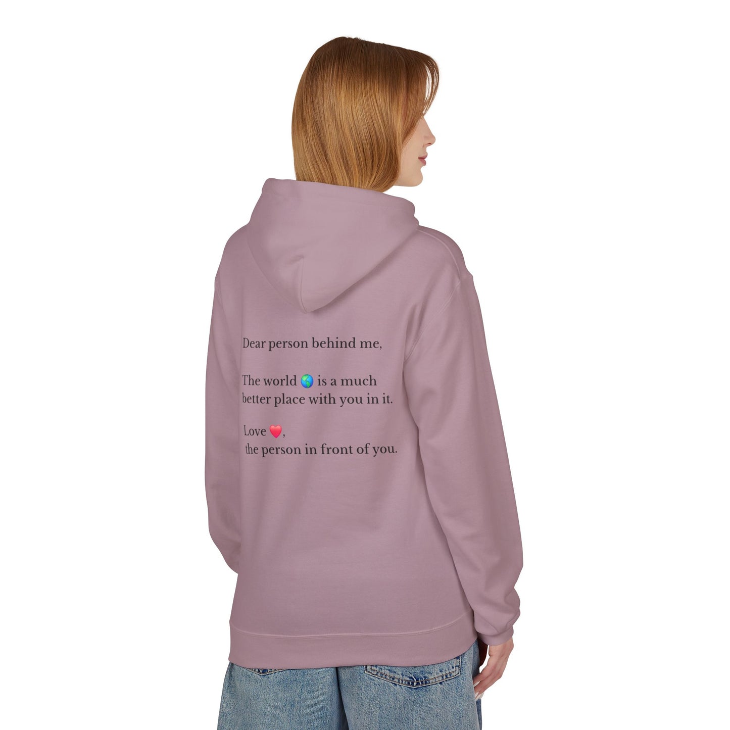 "You Are Enough" Inspirational Hoodie with Pointing Design (Back Message: Encouraging Note)
