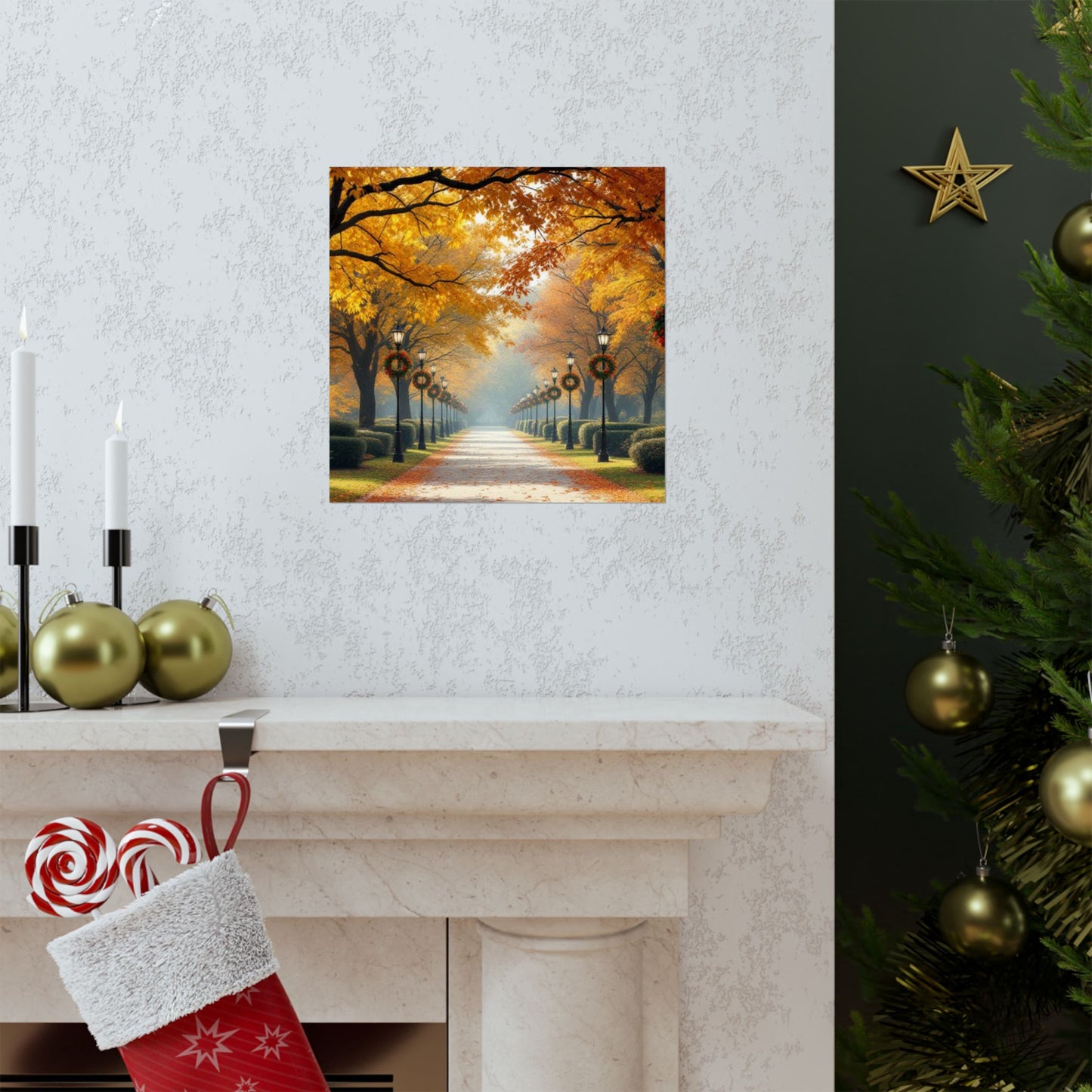 Autumn Pathway Wall Art, Matte Vertical Posters, Fall Decor, Seasonal Artwork, Cozy Home Vibes, Perfect for Thanksgiving