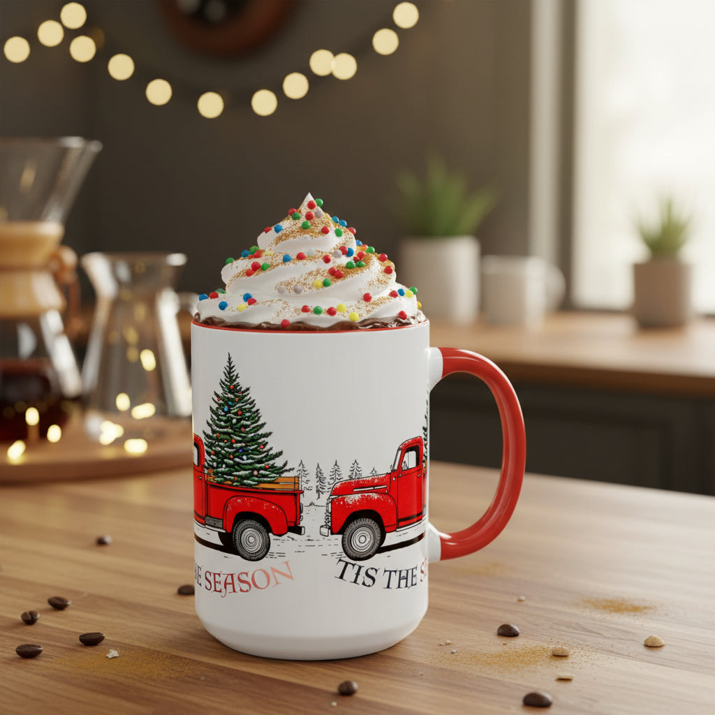 Holiday Accent Coffee Mug - 'Tis the Season Red Truck Design
