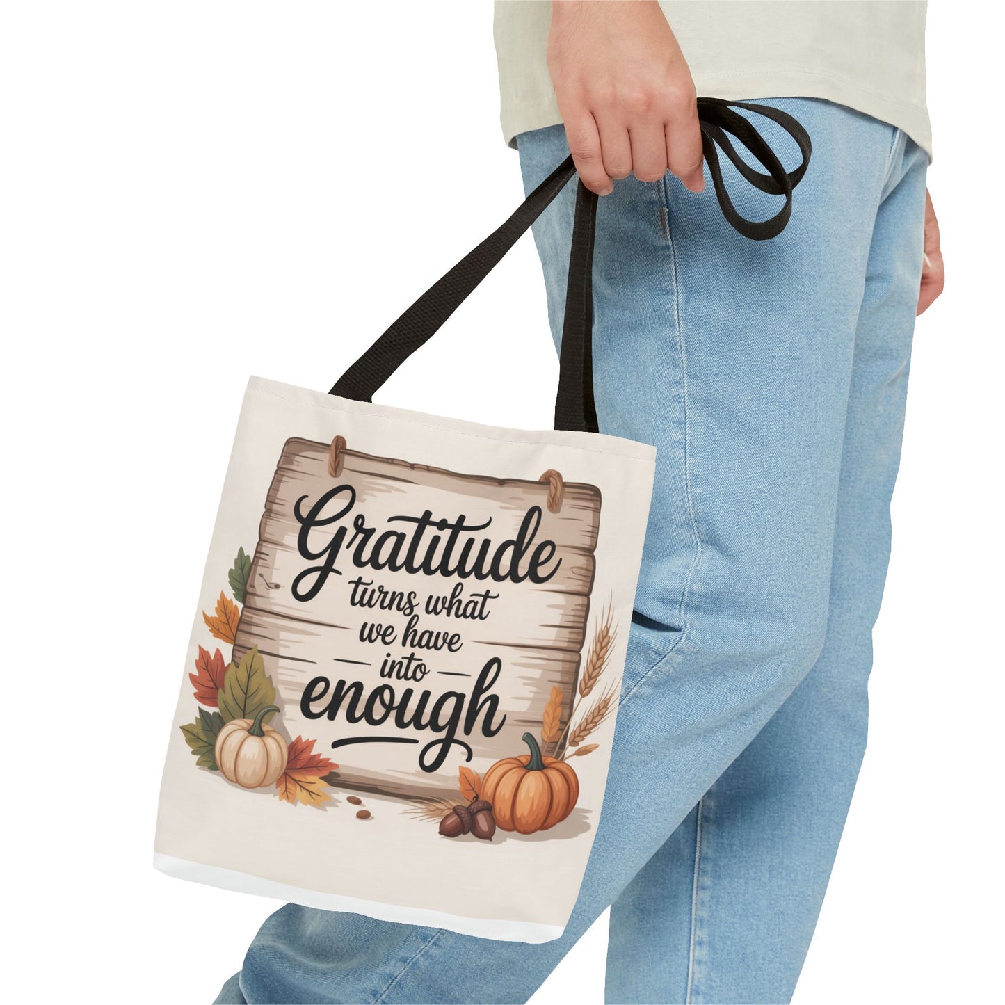Gratitude Fall Tote Bag, Perfect for Thanksgiving, Eco-Friendly Shopping, Autumn Decor, Gift for Her