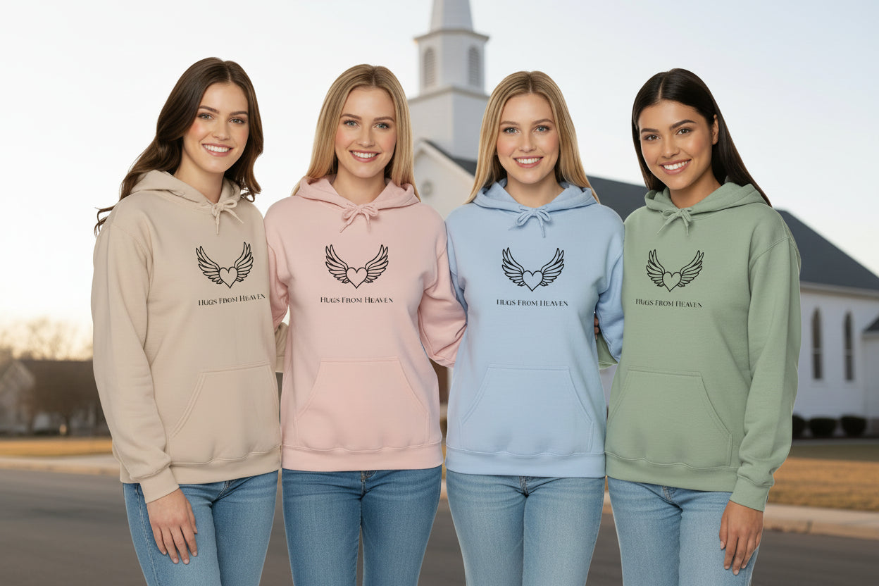 Hugs From Heaven Hoodie — Heart & Wings Memorial Sweatshirt