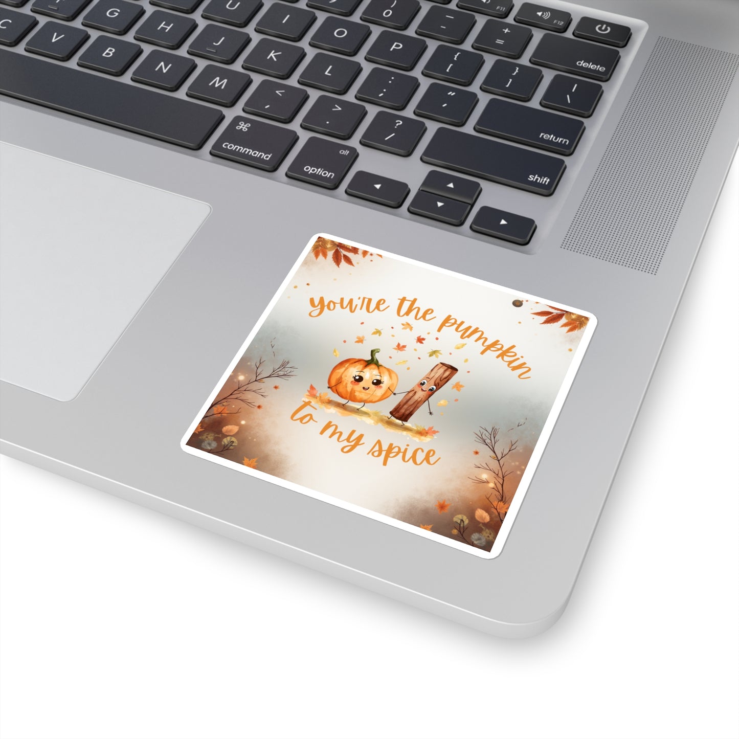 Fall-Themed Square Stickers, Cute Pumpkin and Cinnamon Stick Design – Perfect for Autumn Decor, Scrapbooking, Gifts, and Laptop Accessories