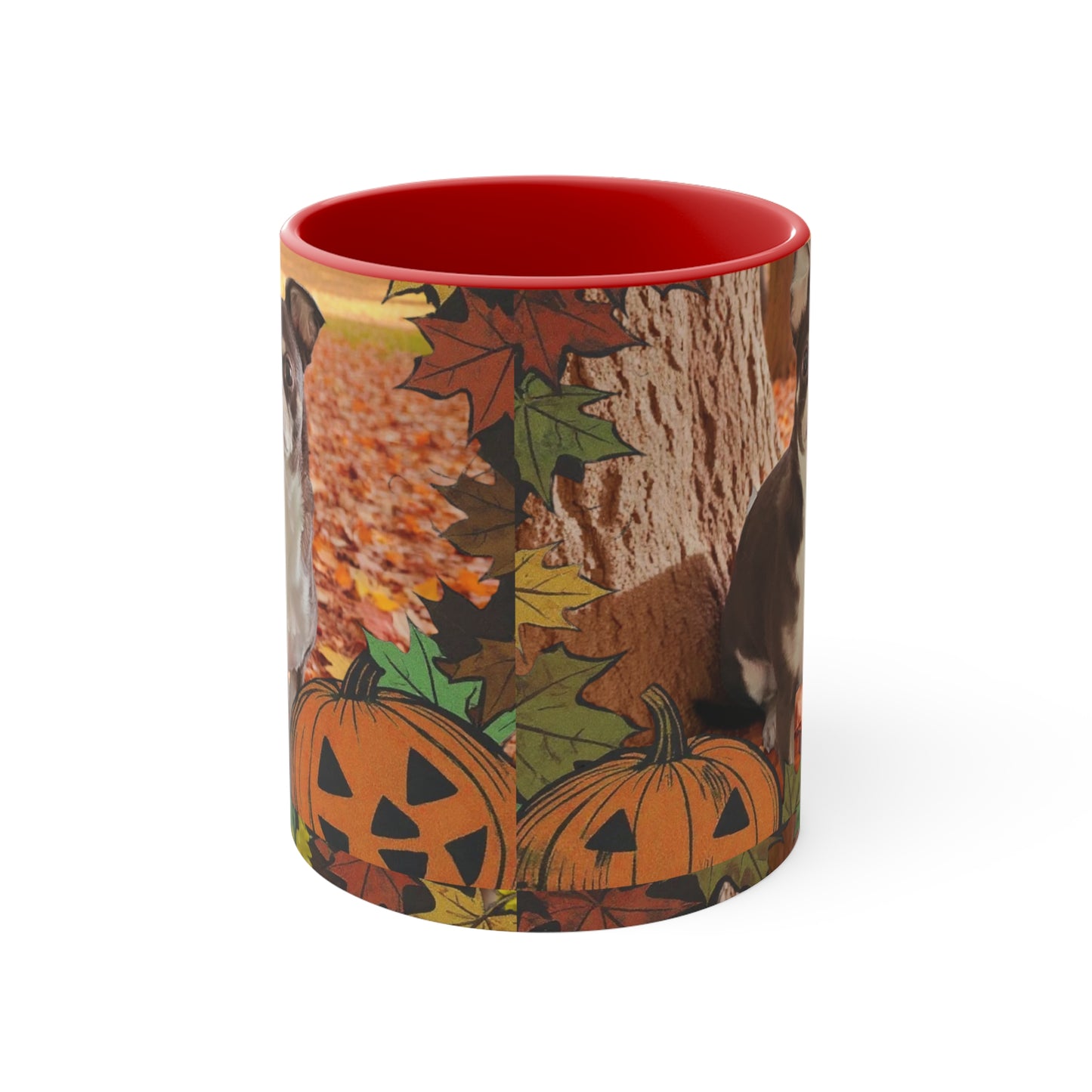 Autumn Pet-Themed Accent Mug | Cute Dog & Pumpkin Design, Fall Coffee Cup, Gift for Pet Lovers, Halloween Decor, Cozy Tea Mug