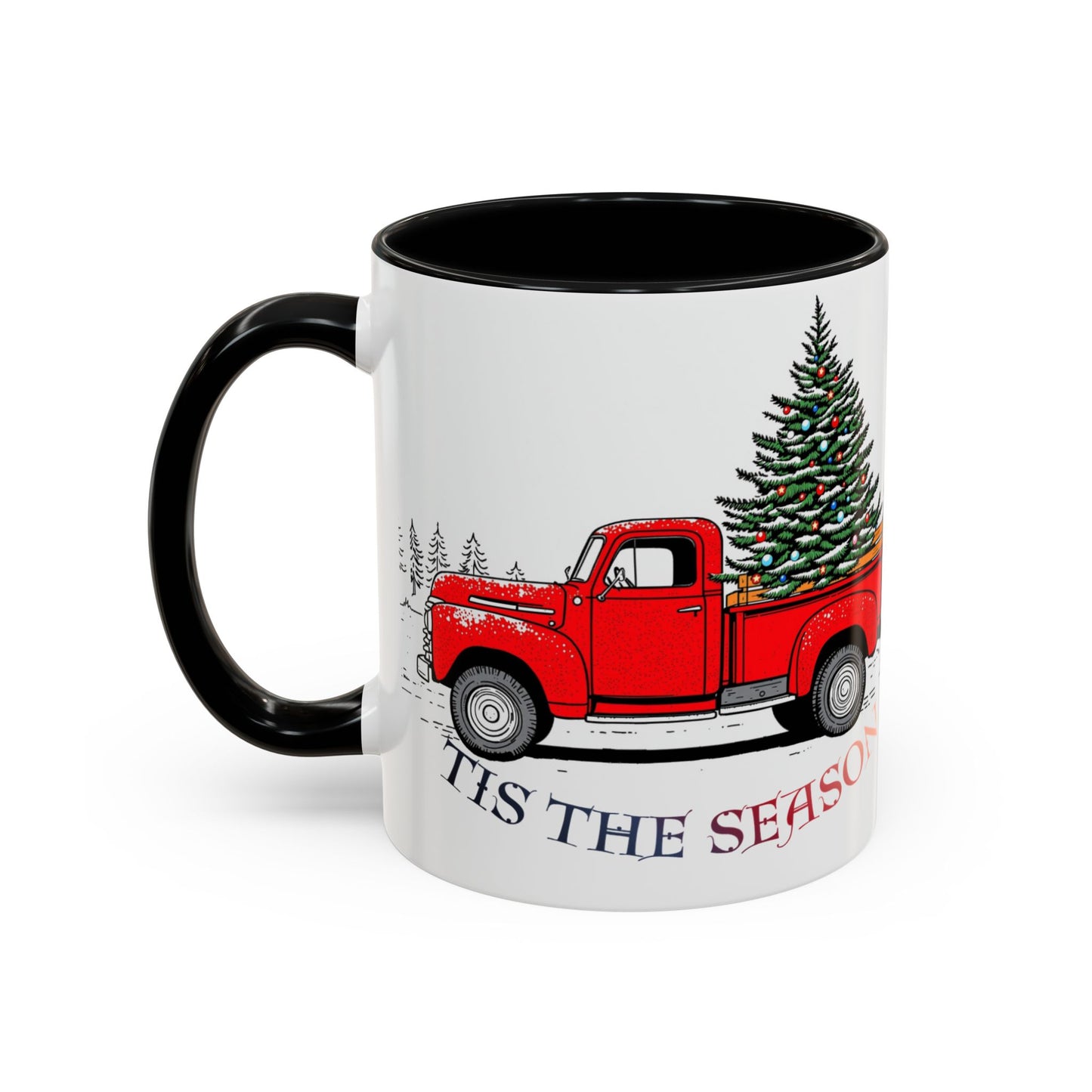 Holiday Accent Coffee Mug - 'Tis the Season Red Truck Design