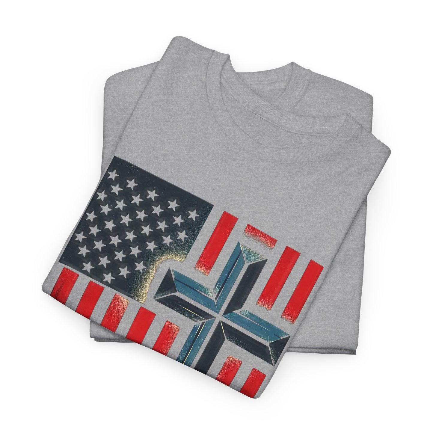 Patriotic Cross T-Shirt — "One Nation Under God" American Flag Tee