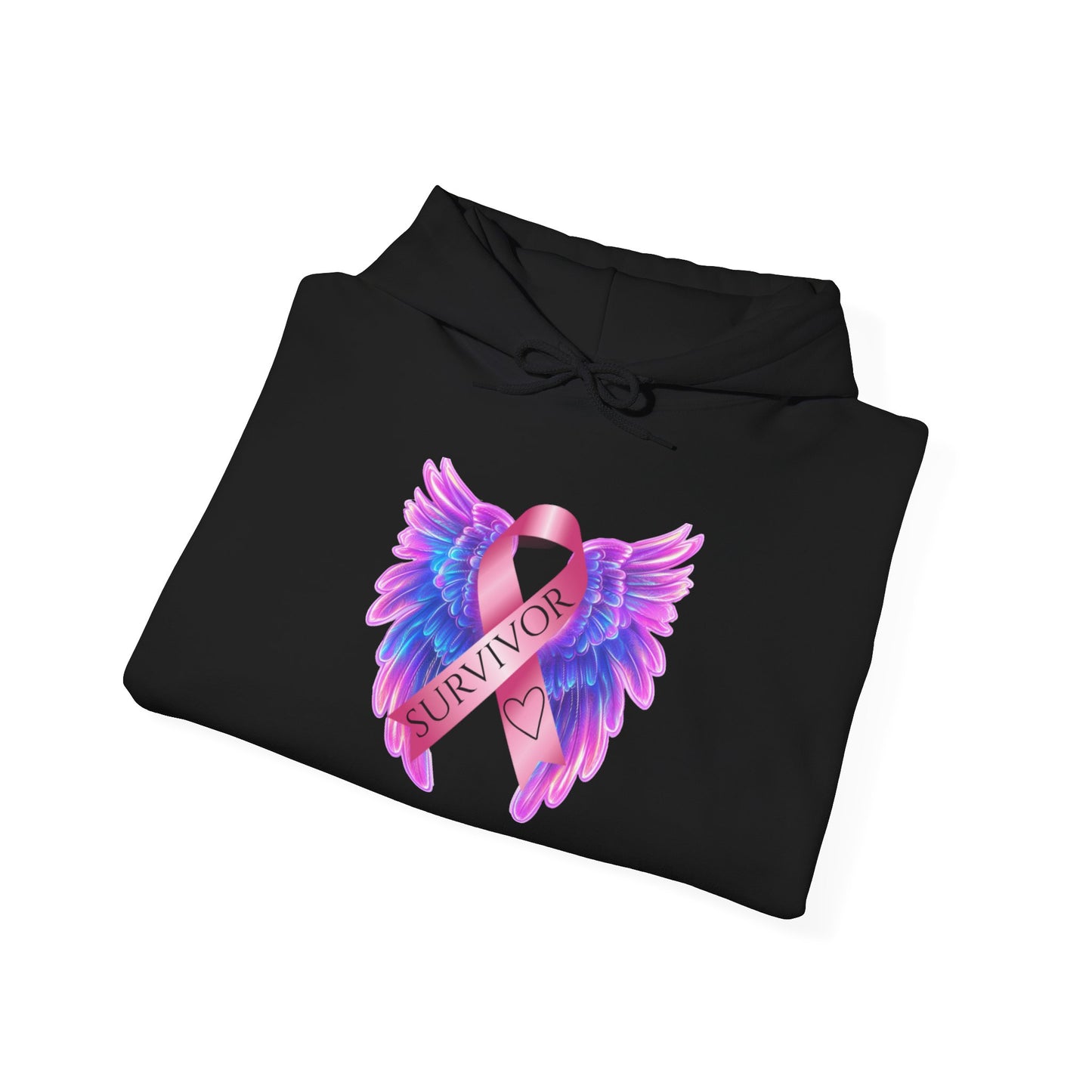 Breast Cancer Ribbon Angel Wings Hoodie, Awareness Pullover