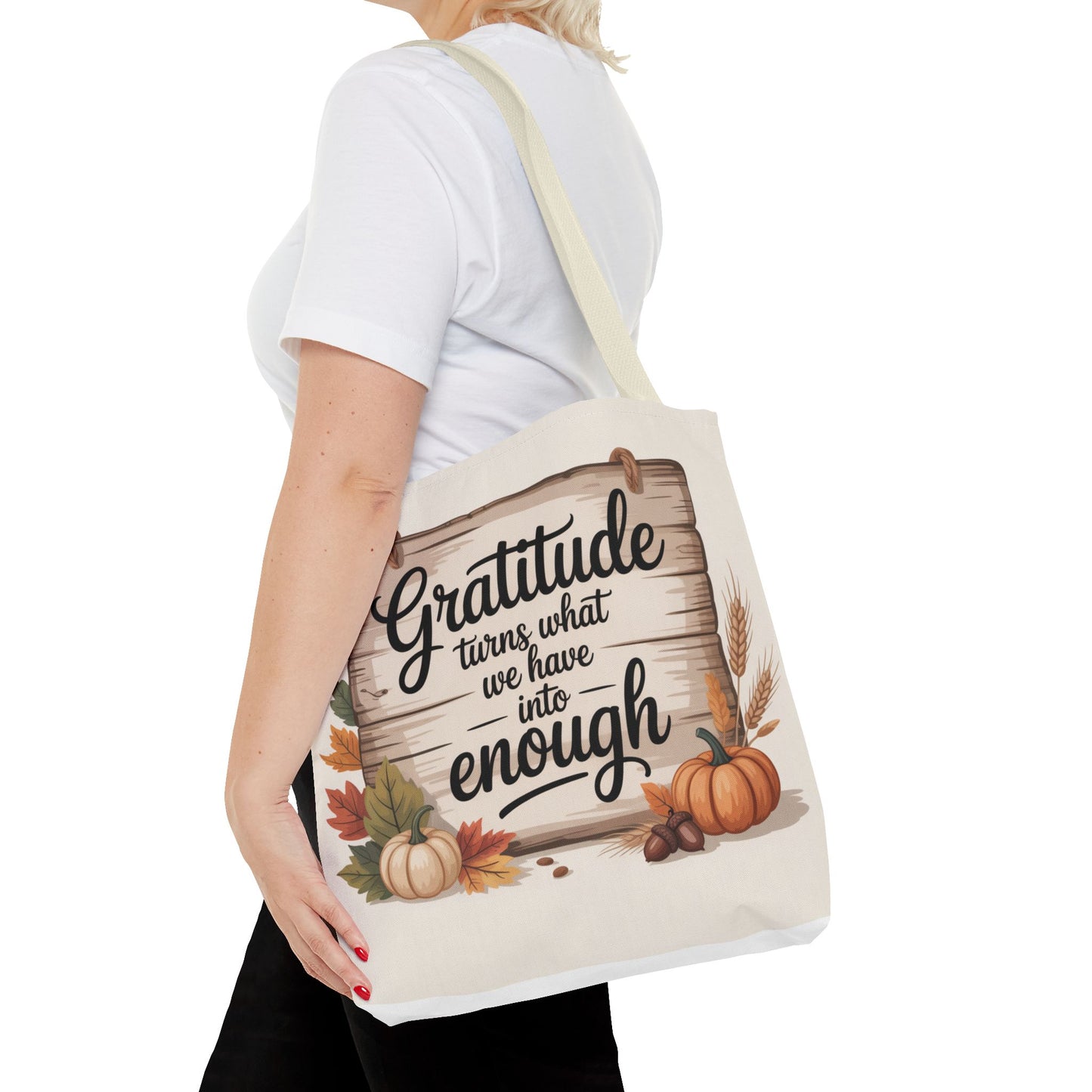 Gratitude Fall Tote Bag, Perfect for Thanksgiving, Eco-Friendly Shopping, Autumn Decor, Gift for Her
