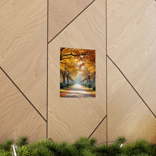 Autumn Pathway Wall Art, Matte Vertical Posters, Fall Decor, Seasonal Artwork, Cozy Home Vibes, Perfect for Thanksgiving