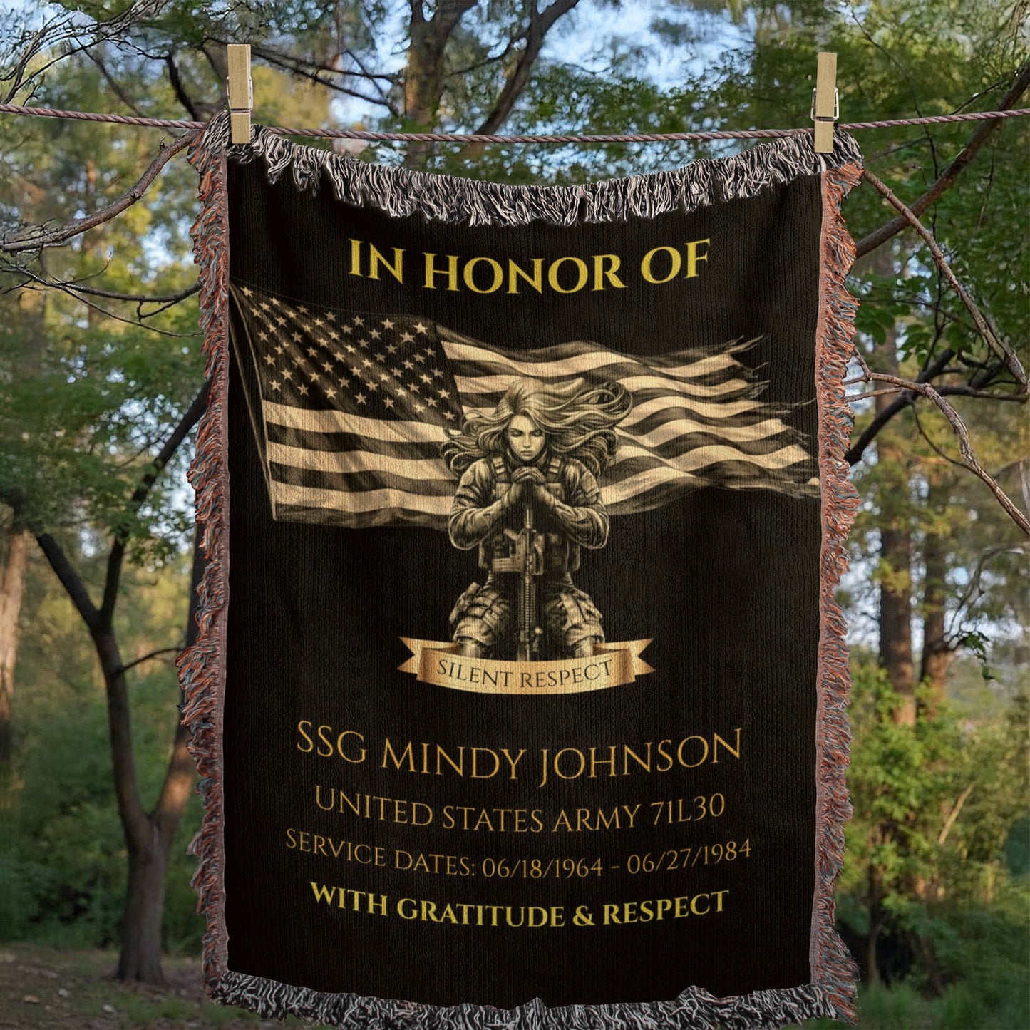 Personalized Veteran Wall Display Blanket – A Daily Tribute of Honor for a Living Service Member