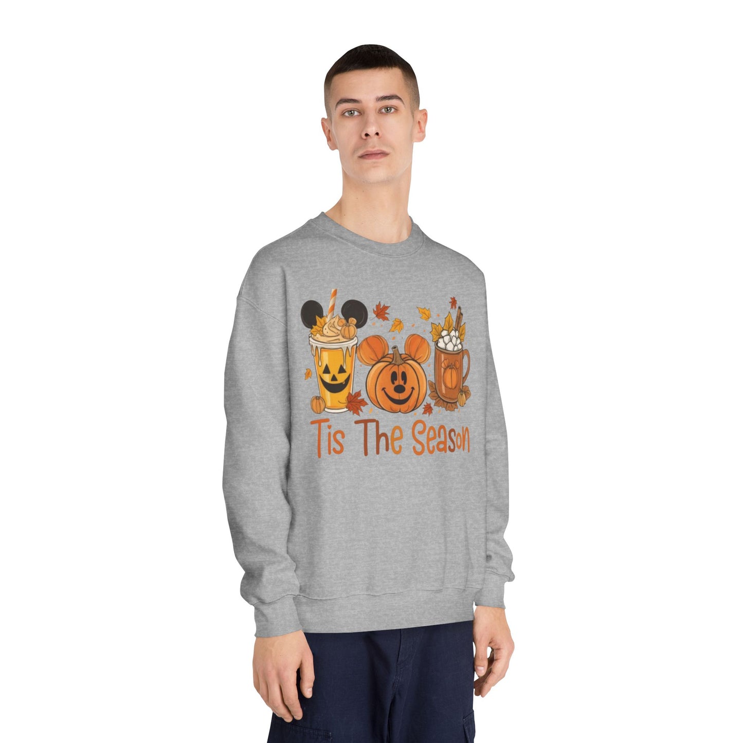 Cozy Fall Sweatshirt with Pumpkin and Hot Cocoa Design, Fall Apparel, Halloween Gift, Winter Fashion, Seasonal Sweatshirt