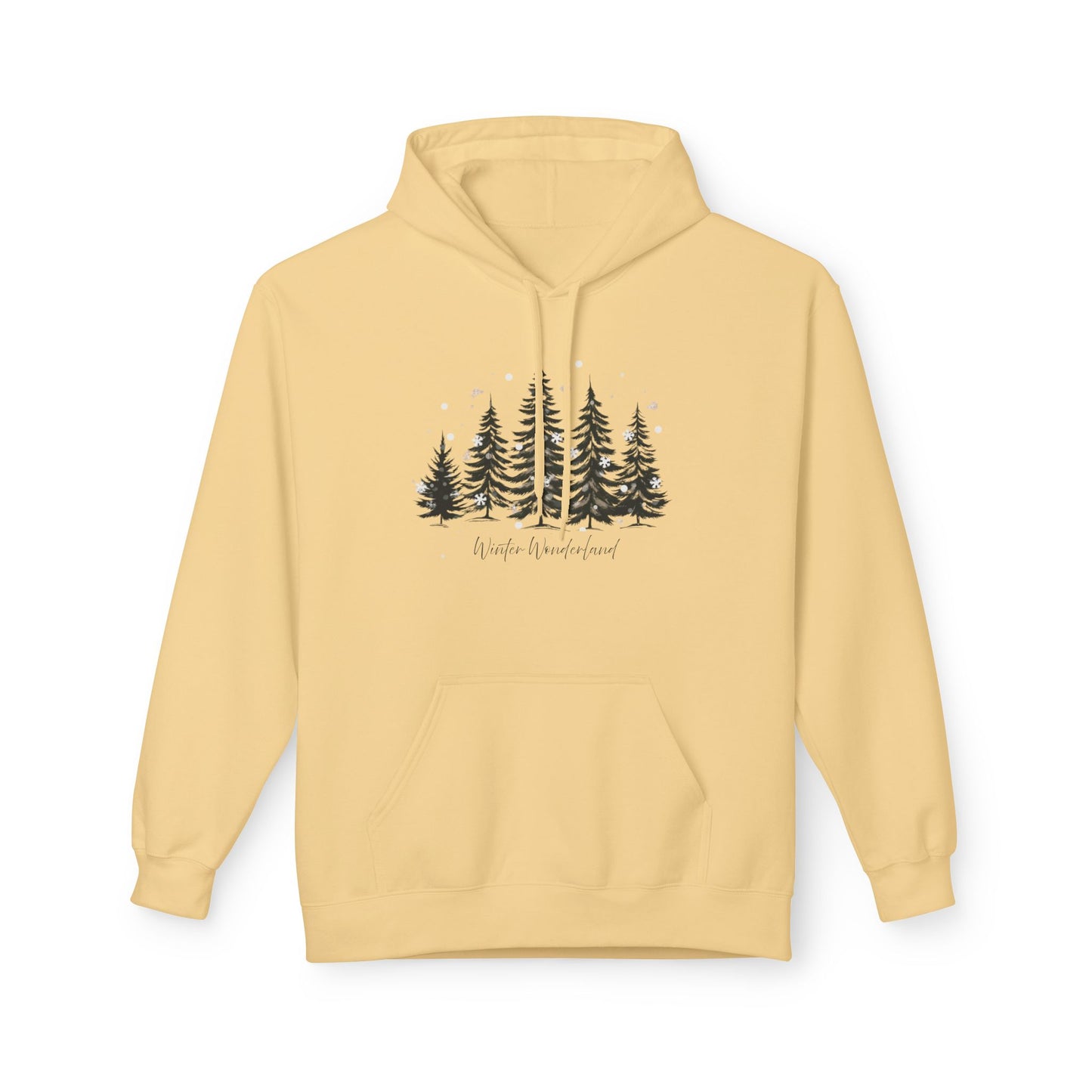 Cozy Forest Winter Hoodie with Snowflakes
