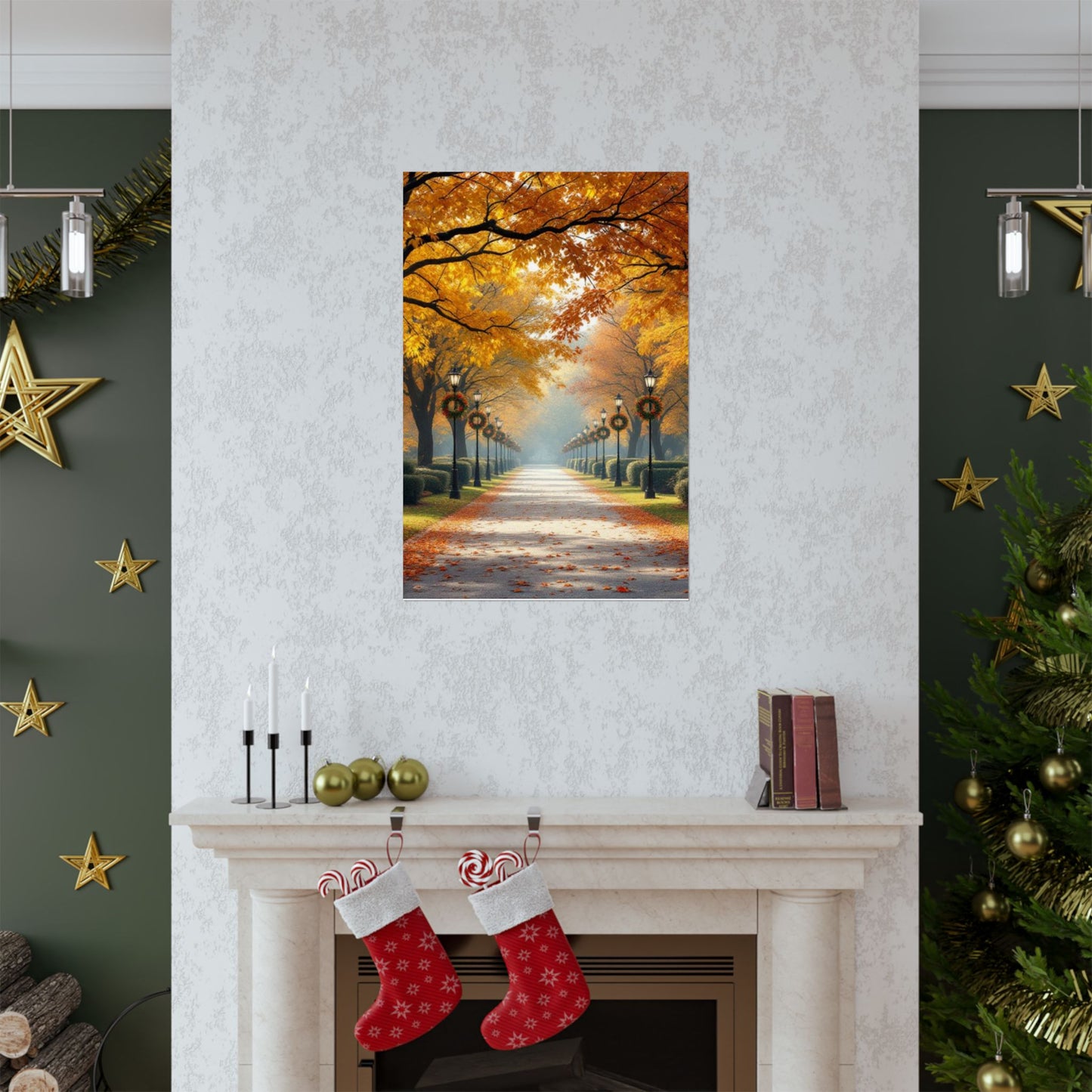 Autumn Pathway Wall Art, Matte Vertical Posters, Fall Decor, Seasonal Artwork, Cozy Home Vibes, Perfect for Thanksgiving